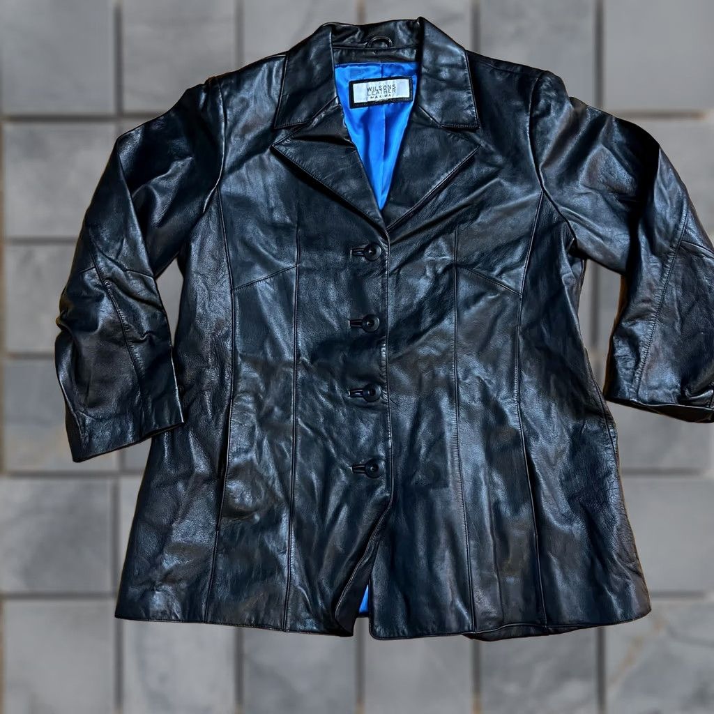 Vintage Wilson’s Leather Jacket Blazer Black L Womens Motorcycle Jacket Button Size L / US 10 / IT 46 - 1 Thumbnail