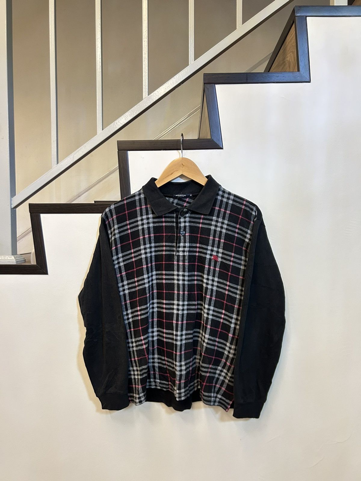 Burberry Vintage Burberry London Nova Check Long Sleeve Polo Shirt Size US L / EU 52-54 / 3 - 2 Thumbnail