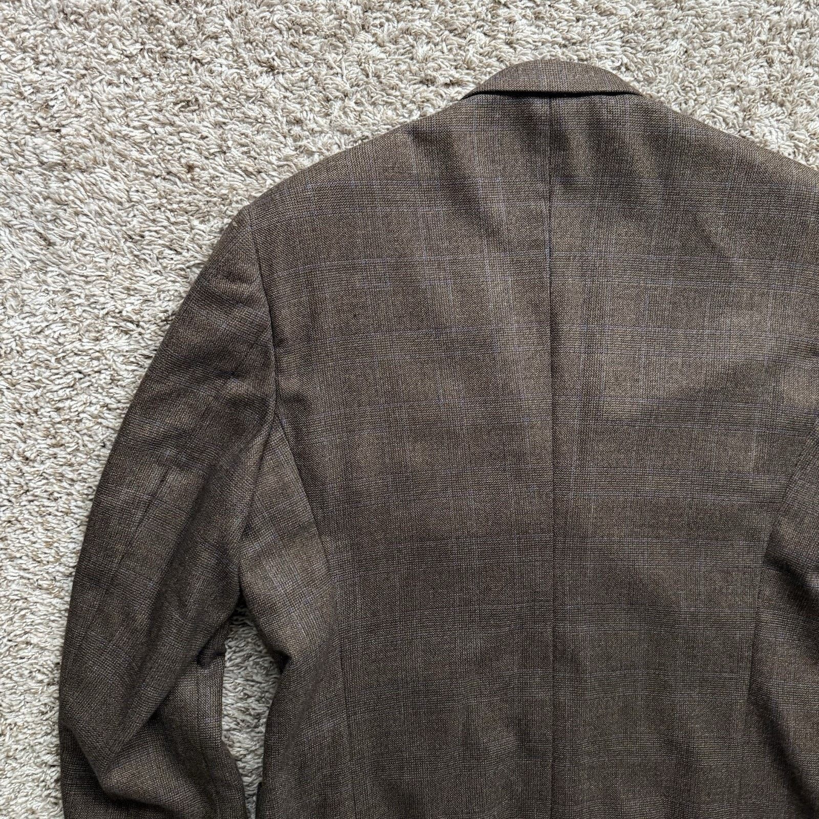 Ermenegildo Zegna × Vintage Ermenegildo Zegna Brown Plaid Suit Jacket 3 Button Wool 44R Size 44R - 11 Thumbnail