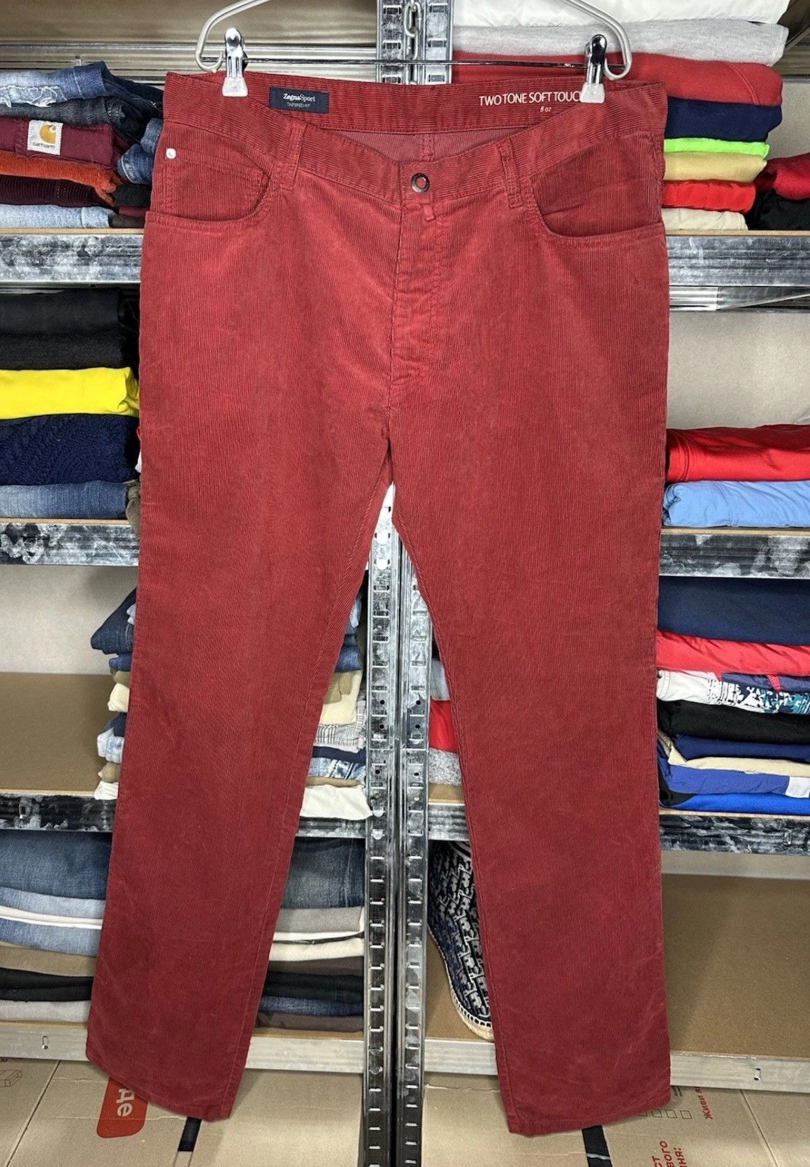 Zegna Sport Corduroy Pants Tapered Fit Size 38 Two Tone