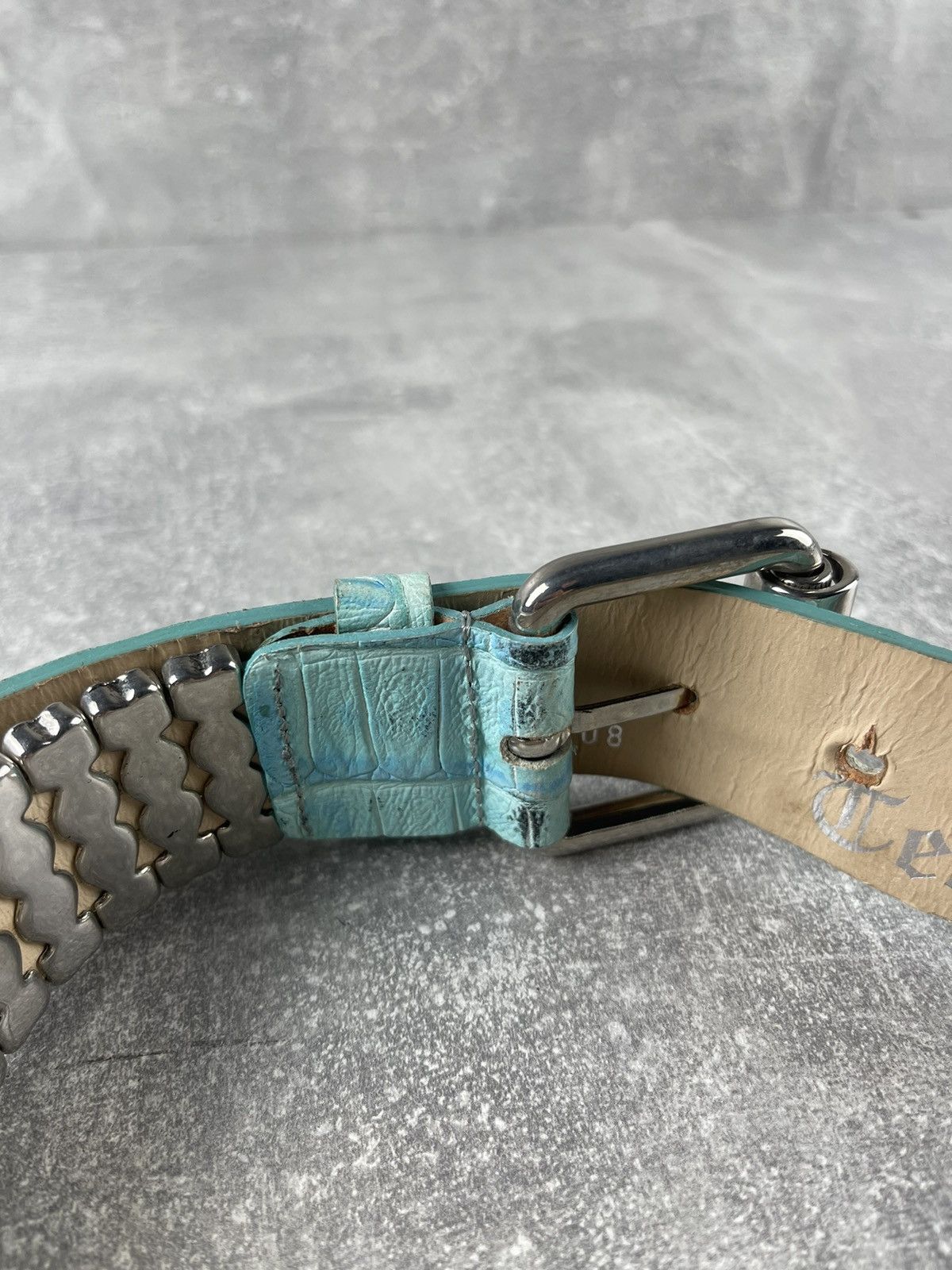 Vintage Y2K Leo Jeck Handcrafted Metal Mesh Leather Belt Turquoise Size ONE SIZE - 5 Thumbnail