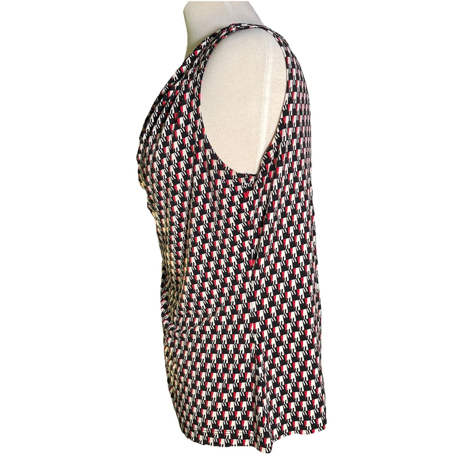 Calvin Klein Calvin Klein Women's Sleeveless Top Houndstooth Pattern PL Size L / US 10 / IT 46 - 3 Thumbnail
