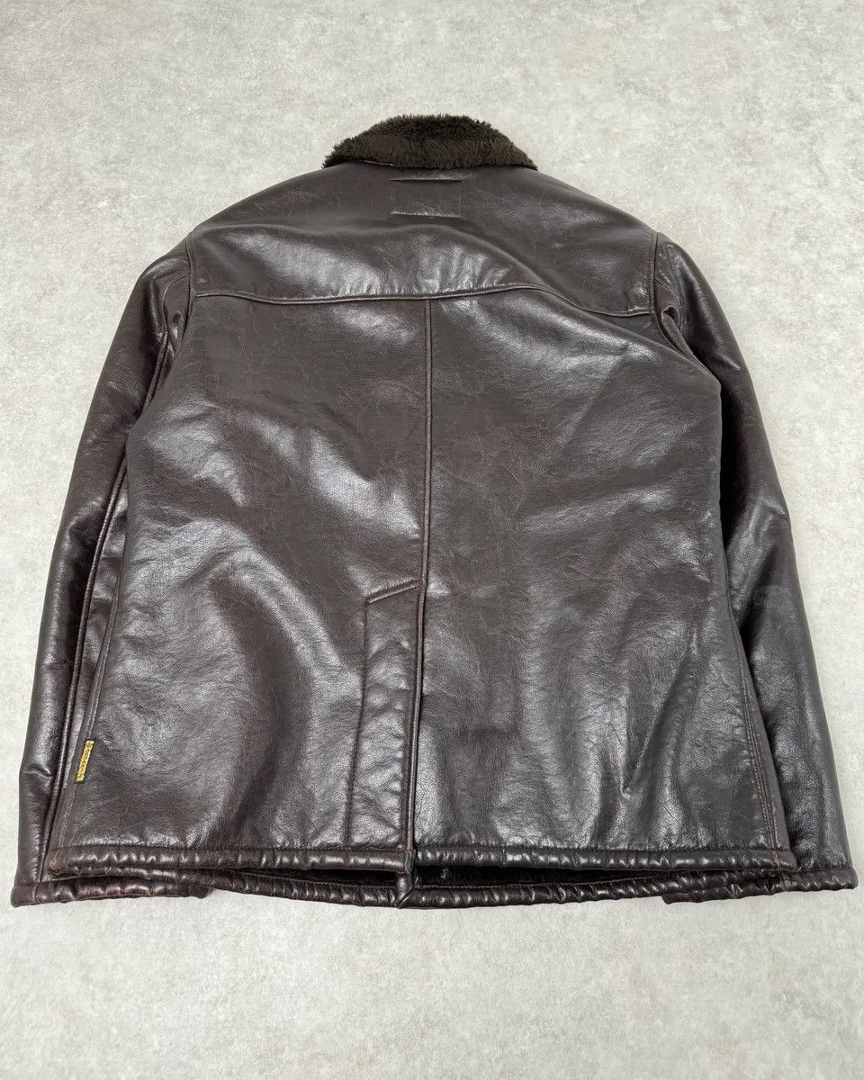 Armani 2000s Armani Buttoned Faux Leather Collar Brown Jacket Size US L / EU 52-54 / 3 - 8 Thumbnail