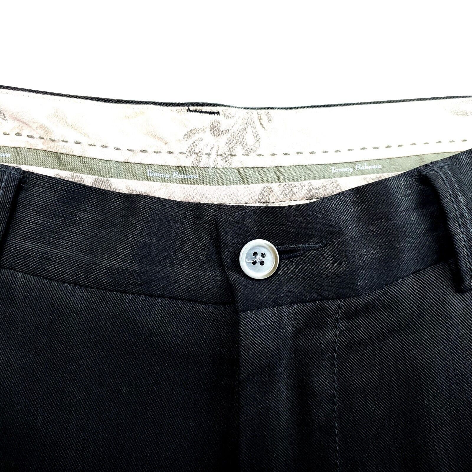 Tommy Bahama DAMAGED Tommy Bahama Tencel Wool Black Flat Front Low Rise D Size 34R - 6 Thumbnail