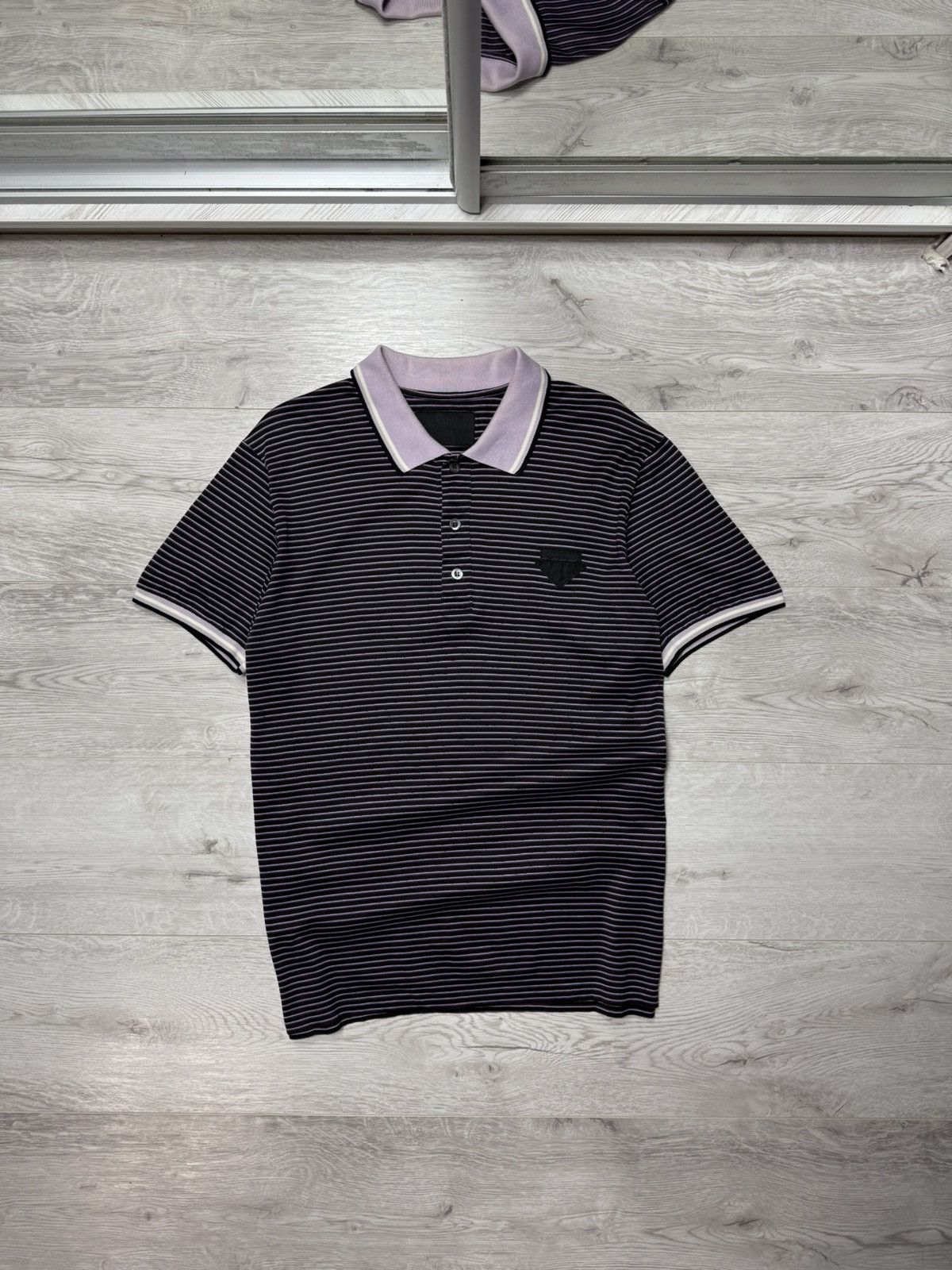 Prada Vintage Prada Men’s Striped Polo T-Shirt Triangle Logo Patch Size US L / EU 52-54 / 3 - 1 Thumbnail
