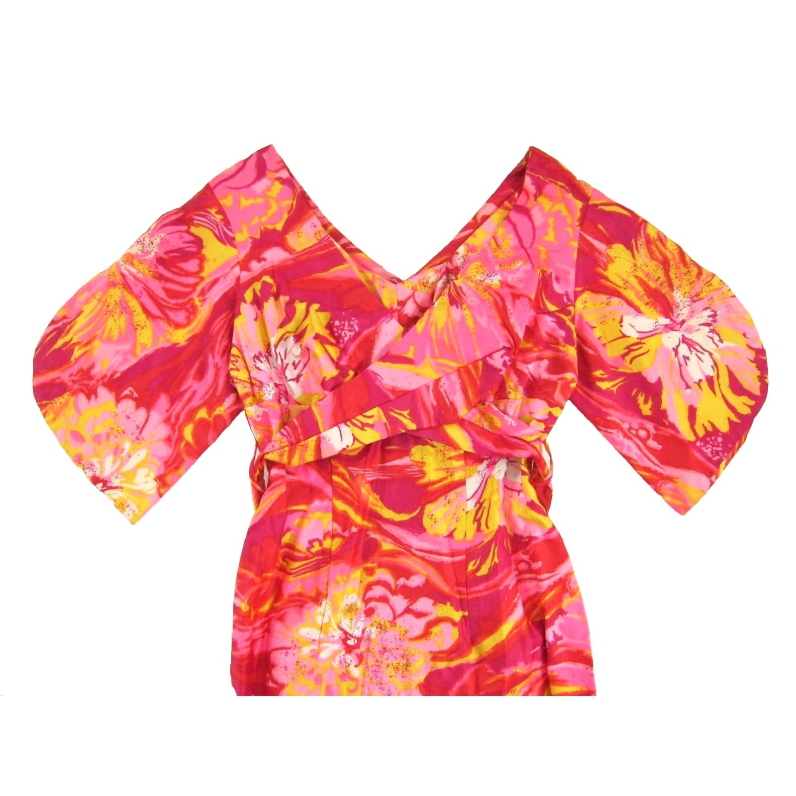 Vintage Vtg Royal Hawaiian Floral Maxi Dress Flare Short Sleeve XS Pink Floral Vintage Dress 1960s 70s Womens Royal Hawaiian Dress Size 26" / US 2 / IT 38 - 4 Thumbnail