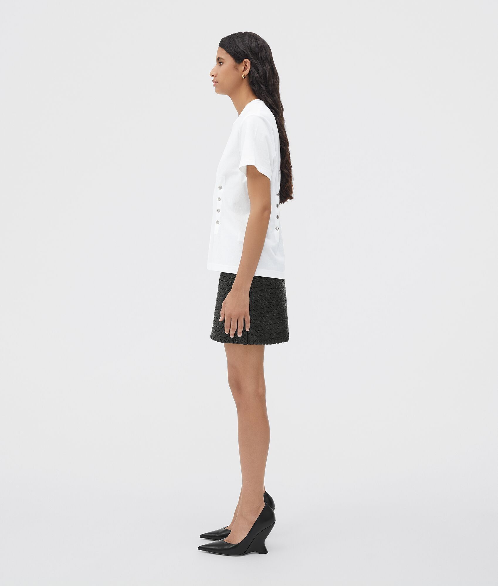 Bottega Veneta o1n1vont0325 Sunrise Light Cotton Jersey T-Shirt in White Size US S / EU 44-46 / 1 - 2 Thumbnail