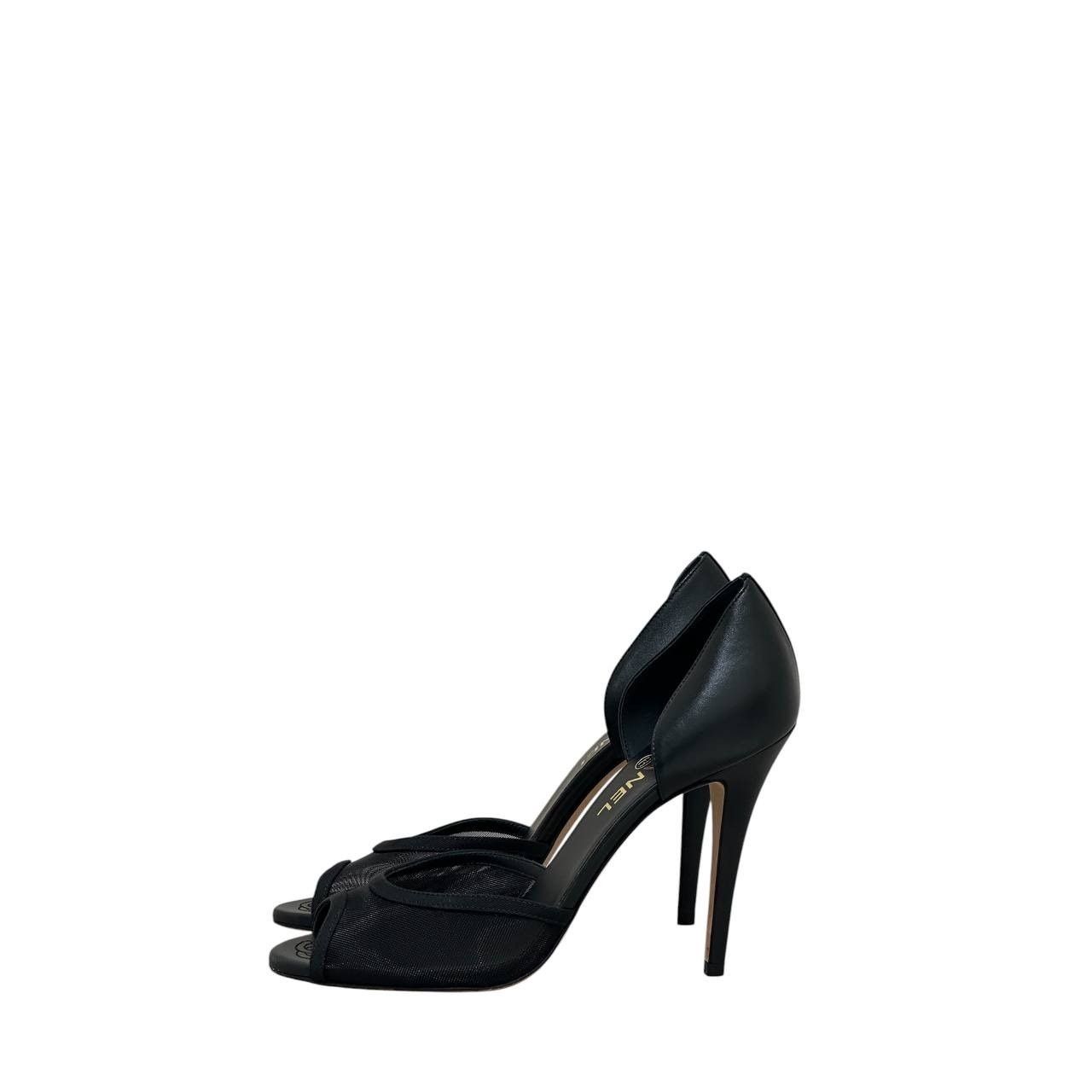 Chanel Chanel Black Canvas & Leather D'Orsay Pumps Sz. 40 Size US 9 / IT 39 - 1 Thumbnail