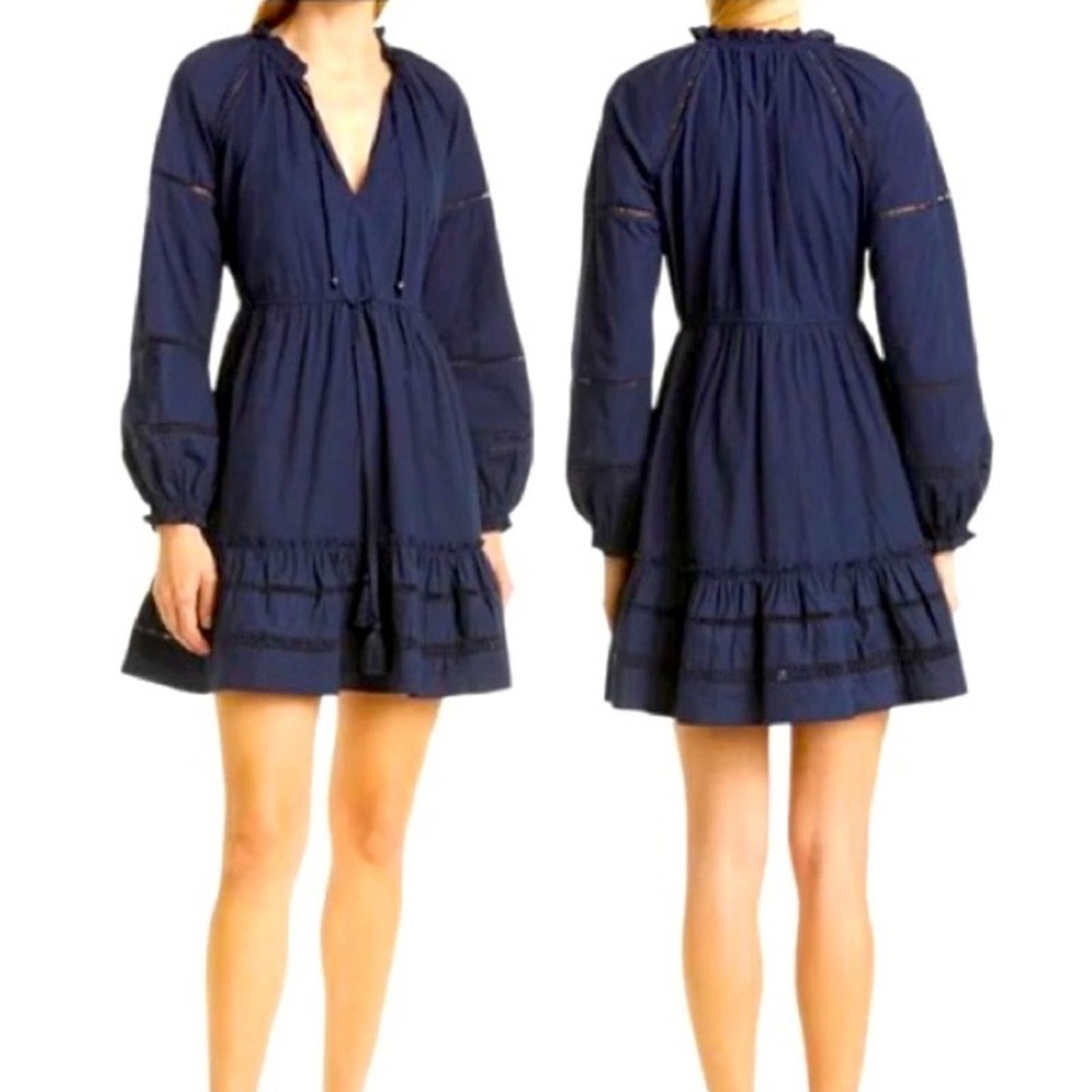 Veronica Beard Veronica Beard Danica Navy Blue Long Sleeve Mini Dress Size M / US 6-8 / IT 42-44 - 1 Thumbnail