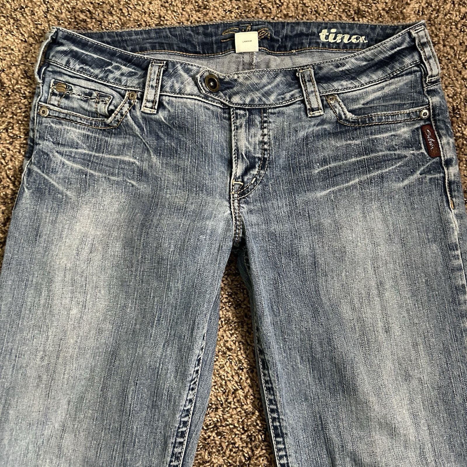 Silver Jeans Co. Silver Jeans Tina Western Glove Works Blue Jeans Size 31x33 Size 31" - 3 Thumbnail