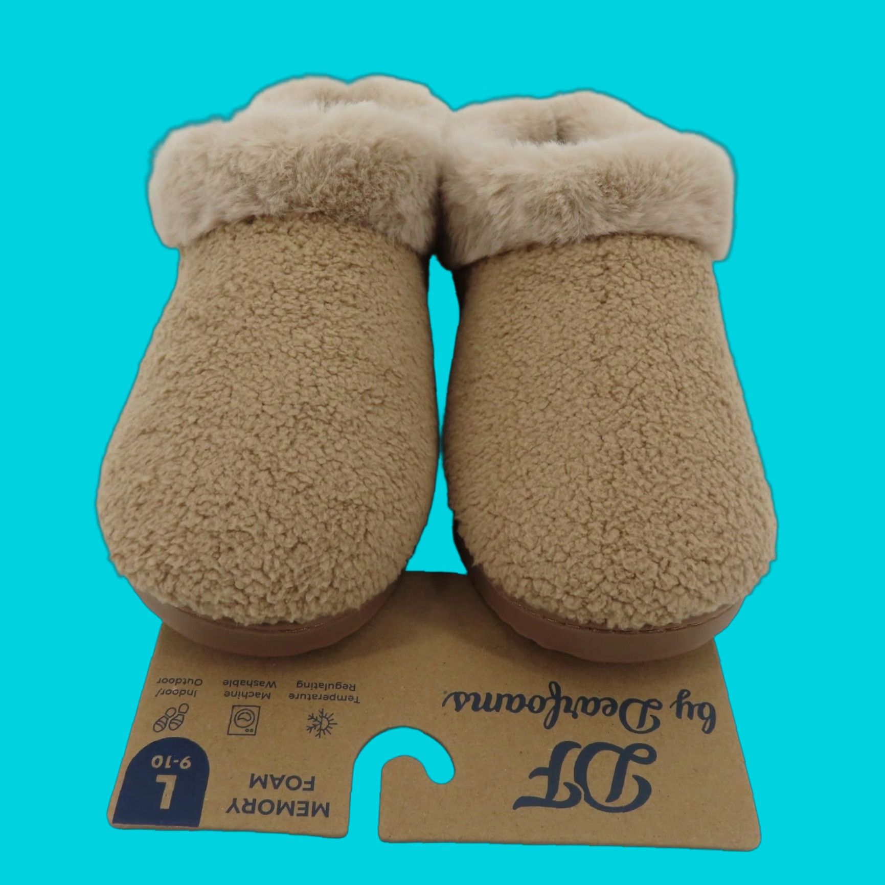 Vintage Dearfoams Women Slipper Indoor Outdoor Memory Foam Beige 9-10 Large NEW Size ONE SIZE - 1 Thumbnail