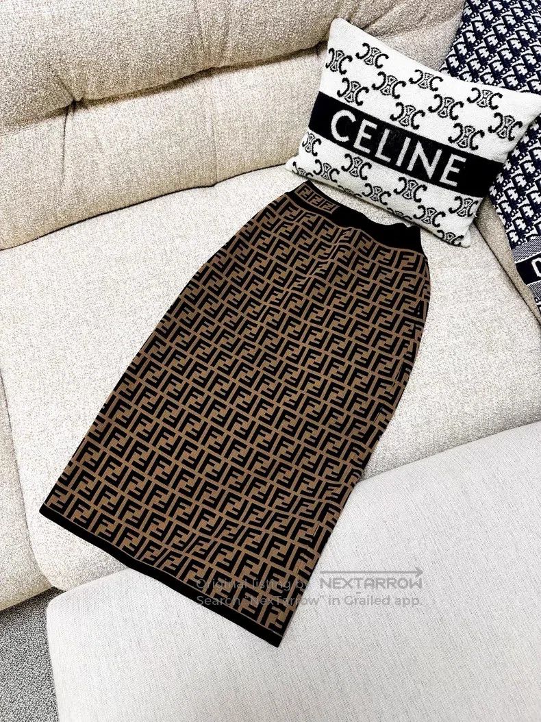 Fendi Fendi Brown Classic Double F Monogram Knit Midi Skirt Size 25" / US 0 / IT 36 - 2 Thumbnail