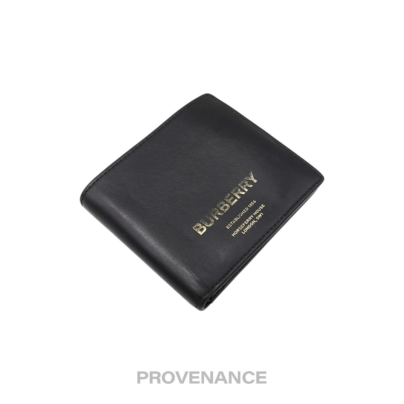 Burberry 🔴 Burberry Address Logo Bifold Wallet - Black Leather Size ONE SIZE - 3 Thumbnail