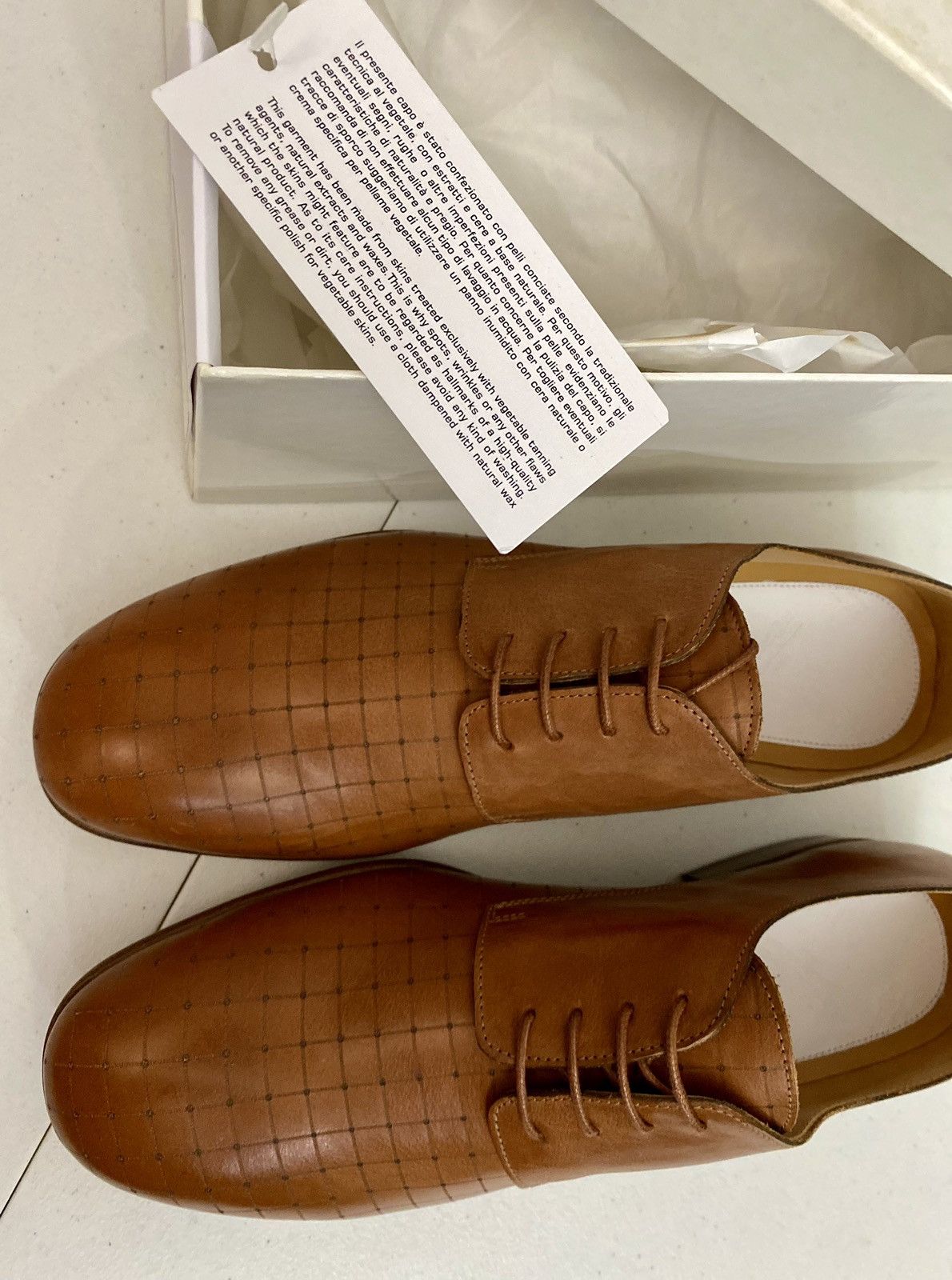 Maison Margiela Maison Margiela 22 🇮🇹 Brown veg tan laser matrix derby 8 New Size US 8 / EU 41 - 18 Thumbnail