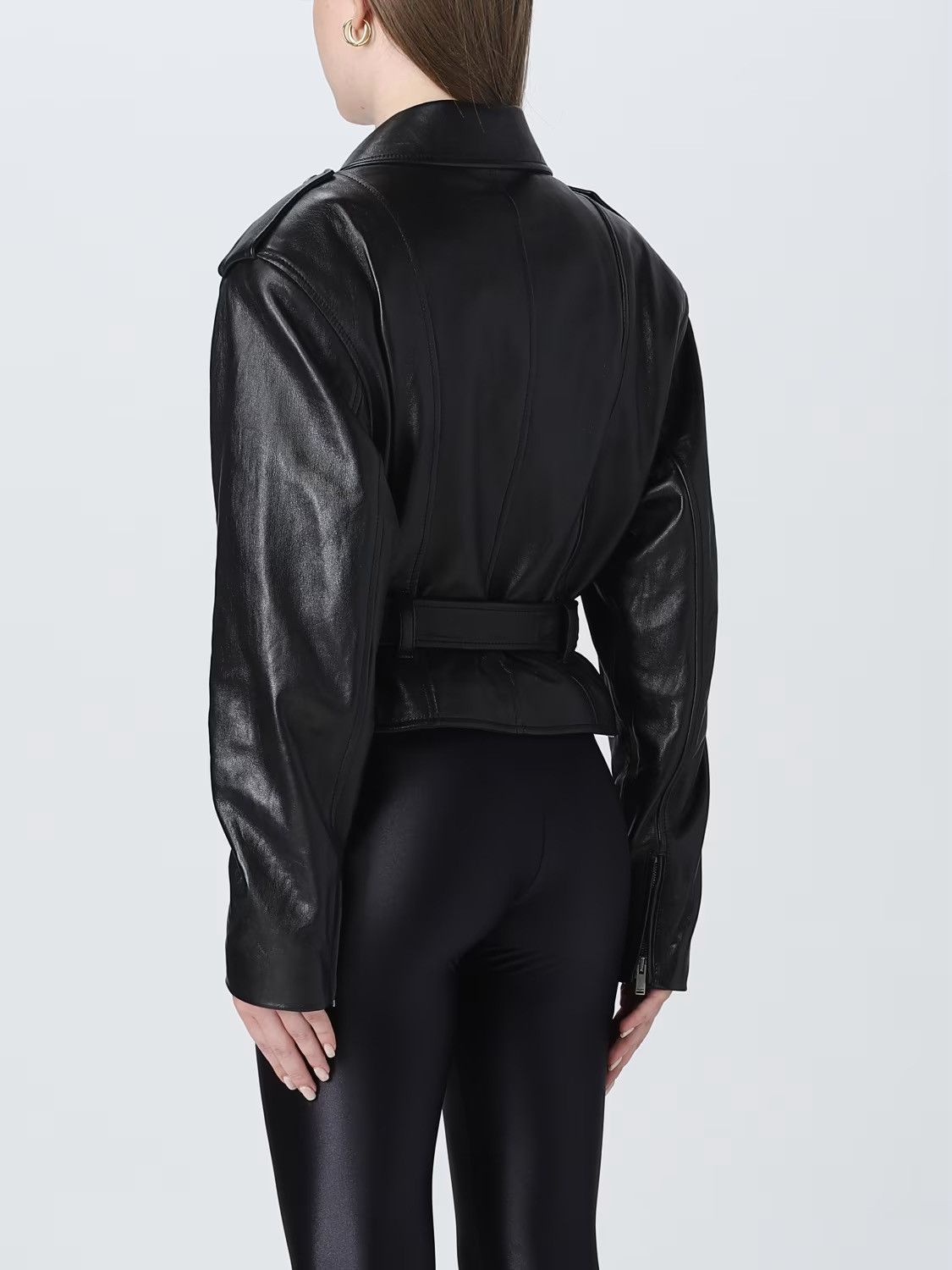 Saint Laurent Paris Saint Laurent Leather Belted Jacket in Lambskin Size XS / US 0-2 / IT 36-38 - 4 Thumbnail