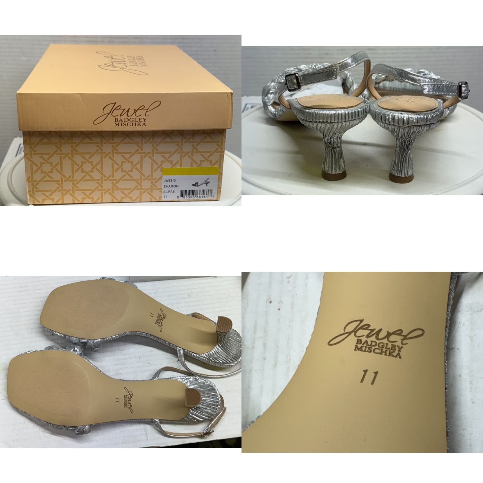 Badgley Mischka Badgley Mischka Jewel Sharon Slingback Sandal Kitten Silver Strap Women 11 NEW Size US 11 / IT 41 - 8 Thumbnail