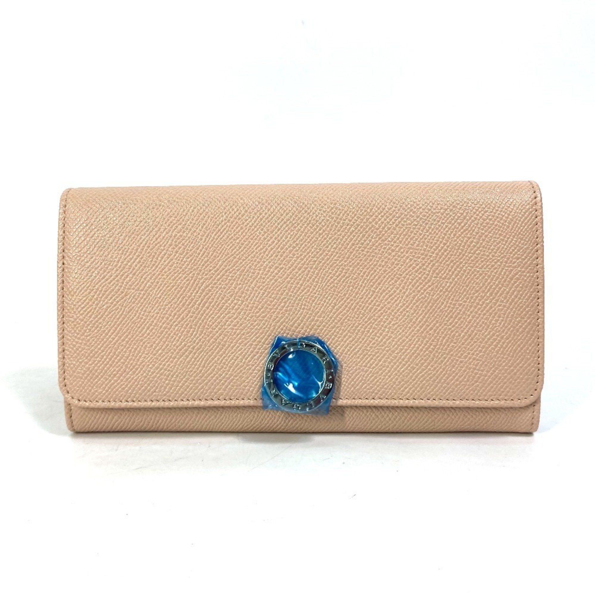 BVLGARI Logo Clip Bifold Wallet Leather Women's Light Pink