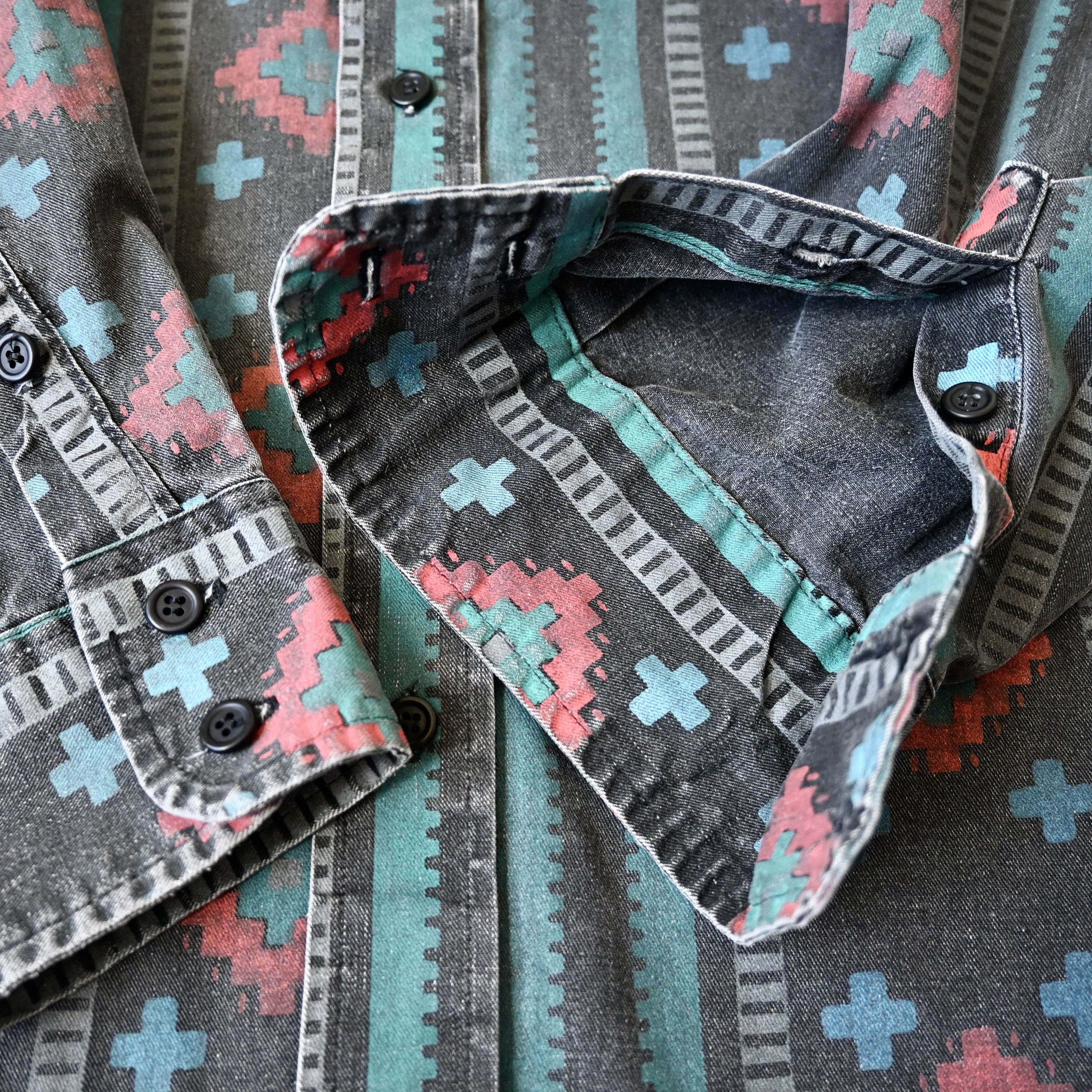 Vintage VTG Wrangler Brushpopper cape shirt Aztec Navajo 16.5-35 Size US L / EU 52-54 / 3 - 8 Thumbnail