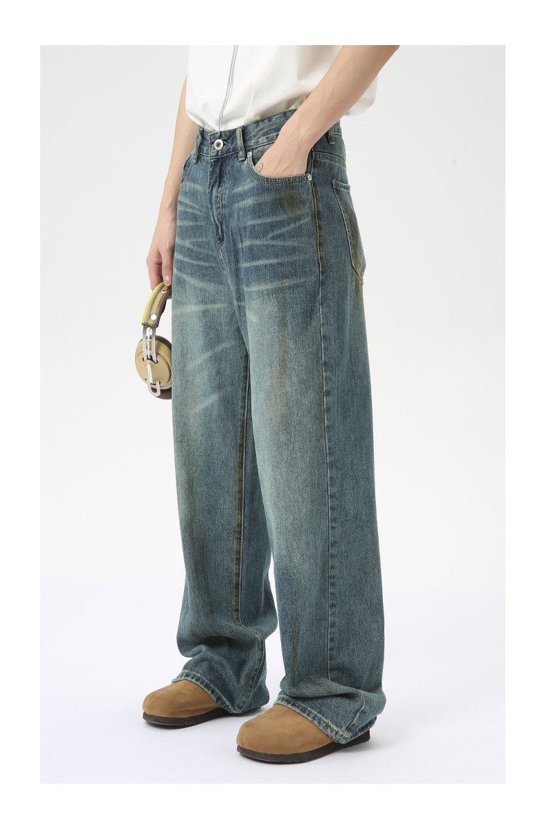 Jean Men's vintage washed distressed straight leg jeans Size US 32 / EU 48 - 4 Thumbnail