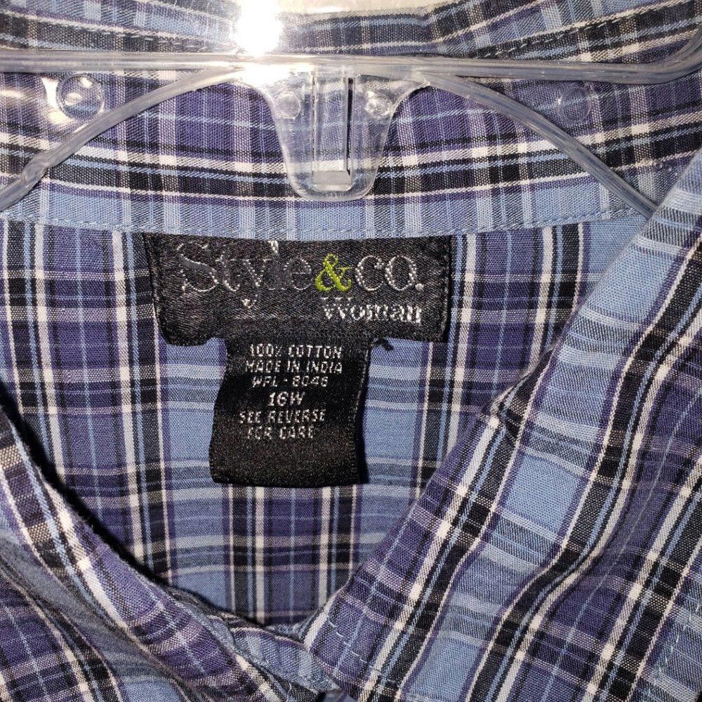 Designer CT260 Style & Co Ladies Short Sleeve Button Down Top 16W Size XXL / US 16-18 / IT 52-54 - 2 Thumbnail