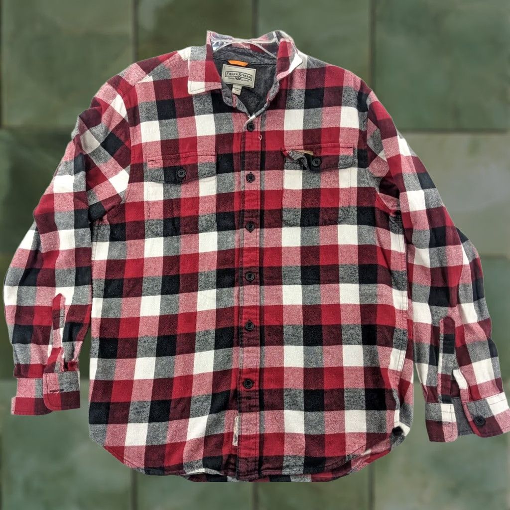 Vintage Field and Stream Mens Shirt L Heavyweight Red Plaid Flannel Button-Up Pocketed Cotton Distinct Casual Wear Mens L Red Plaid Fields and Stream Shirt Size US L / EU 52-54 / 3 - 1 Thumbnail