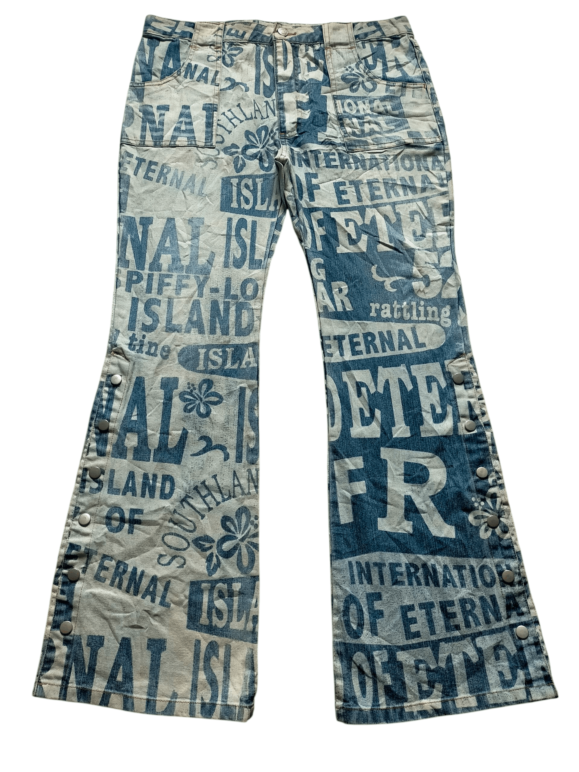 Hysteric Glamour Flare Jeans Jouer Aux Echecs OverPrint Button Boot cut Size US 34 / EU 50 - 2 Thumbnail