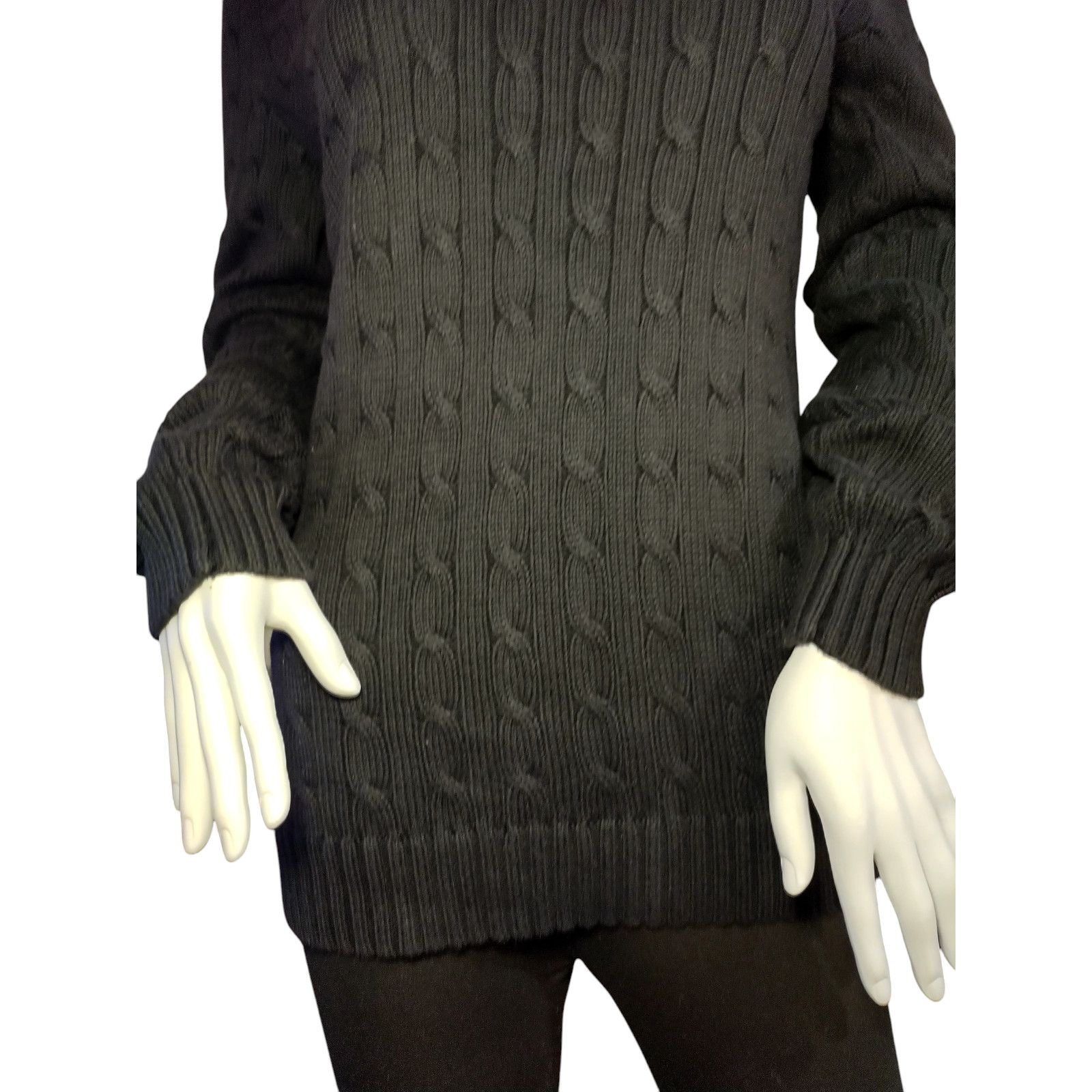Ralph Lauren Ralph Lauren Womens Black Long Sleeve Cable Knit Sweater Lg Size L / US 10 / IT 46 - 3 Thumbnail