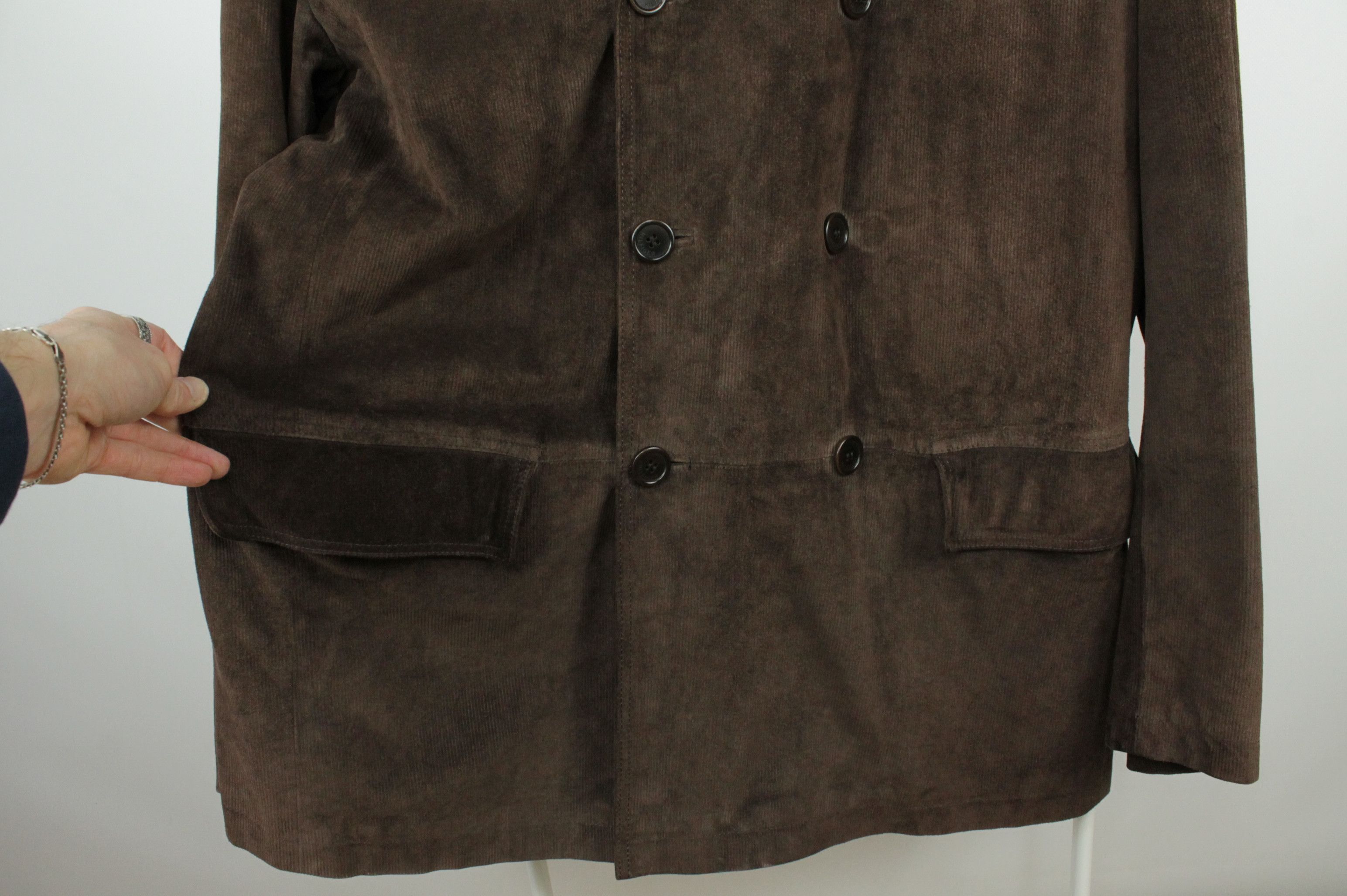 Tommy Hilfiger Tommy Hilfiger Brown Corduroy Leather Double-Breasted Jacket Size US XL / EU 56 / 4 - 8 Thumbnail