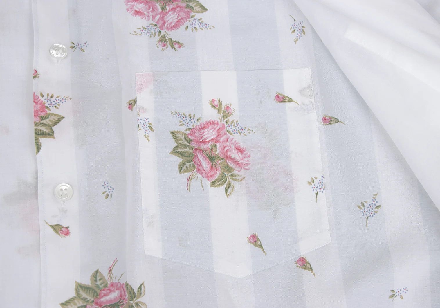 Comme des Garcons Homme Plus Stripe Flower Layered Long Sleeve Shirt Off-white Size M Size US M / EU 48-50 / 2 - 12 Thumbnail