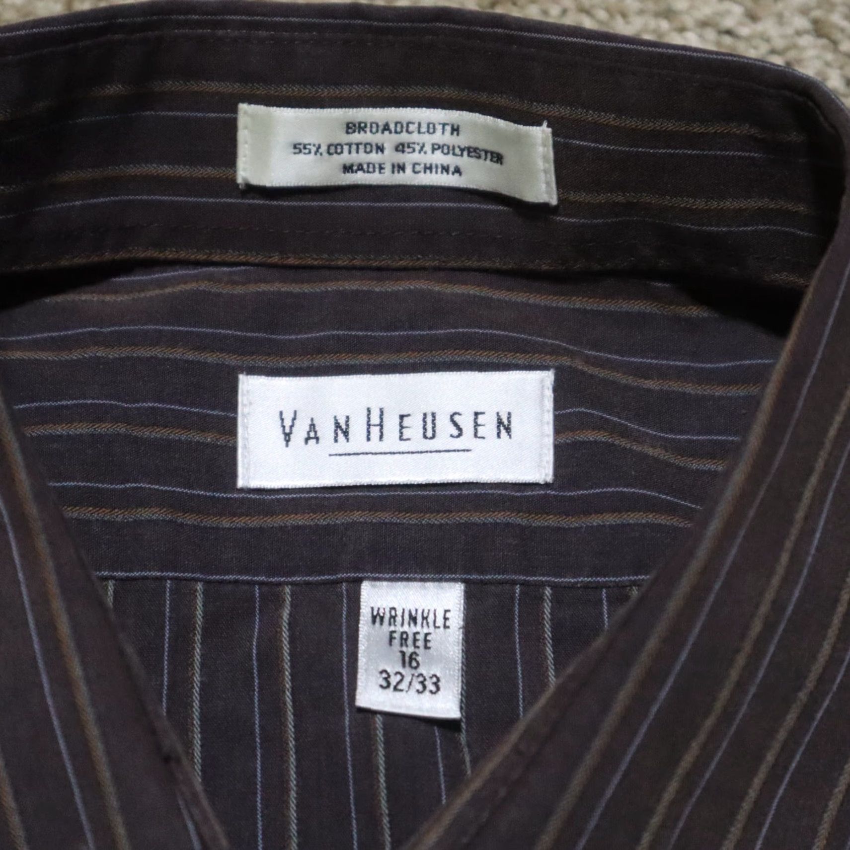 Van Heusen VINTAGE Van Heusen Shirt Black Striped Button Up 16 32/33 Mens Size 16 Black Striped Dress Shirt Button-Down Collar Long Sleeve Cotton Blend - Size US L / EU 52-54 / 3 - 3 Thumbnail