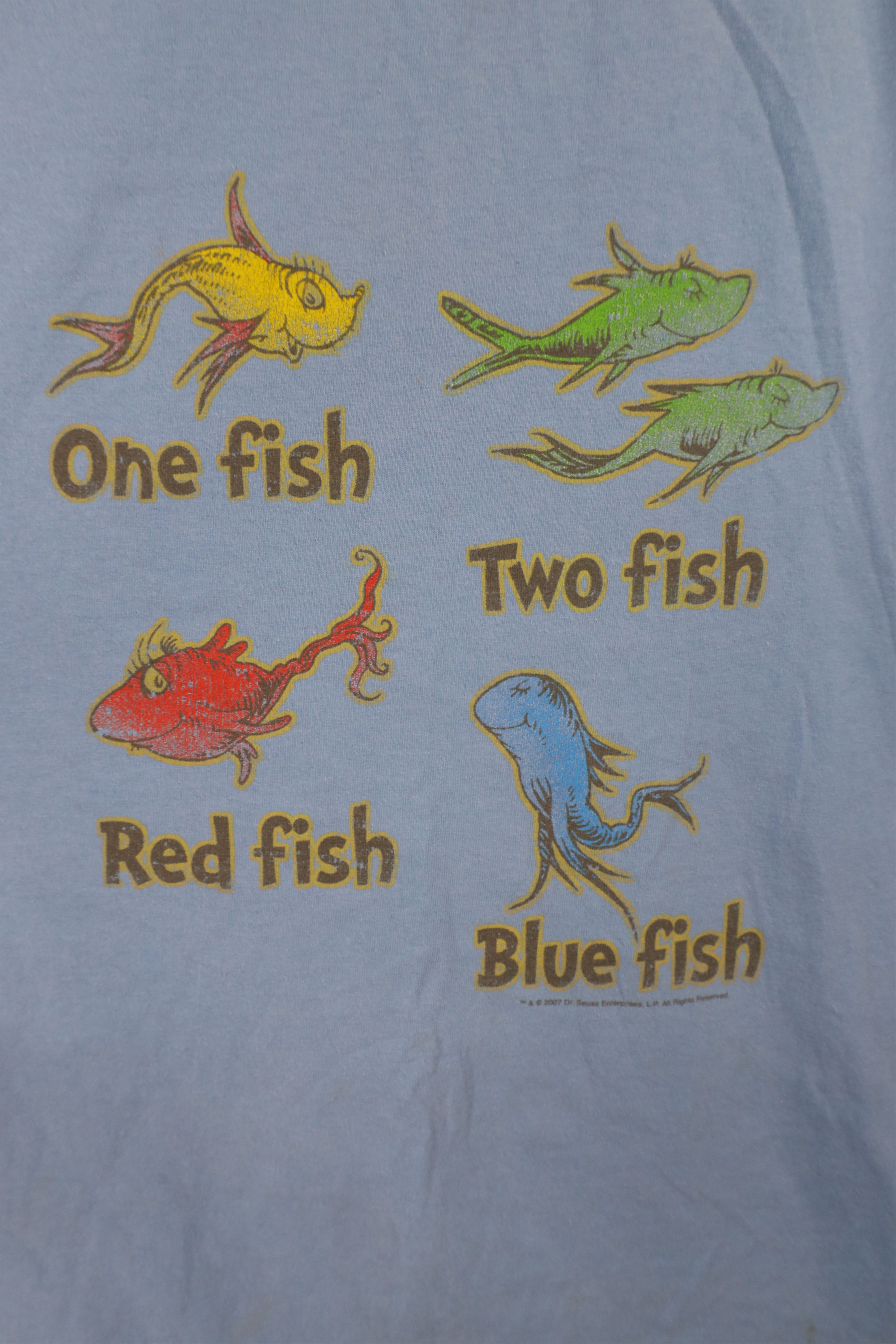 Vintage Vintage Y2K Dr Seuss Two Fish Red Fish Blue Fish T-Shirt Size US L / EU 52-54 / 3 - 4 Thumbnail