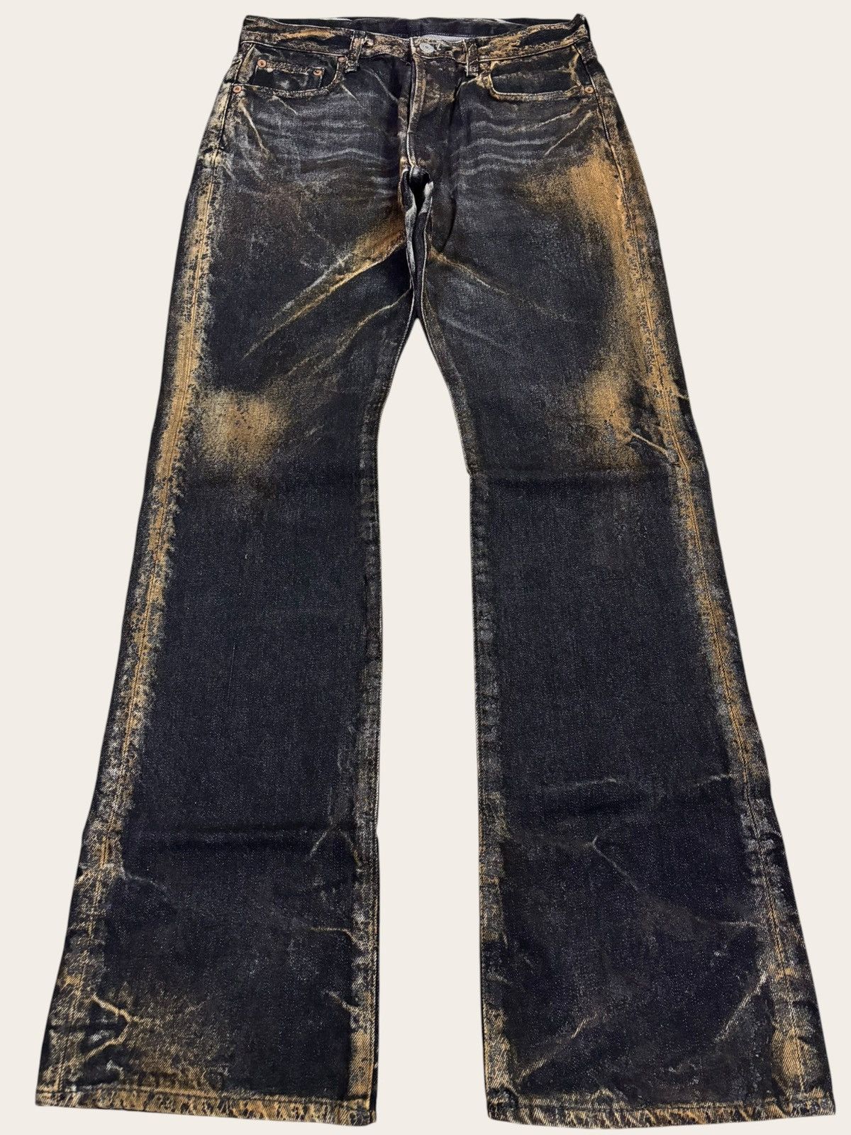 Le Grande Bleu (L.G.B.) Japan Tabloid News Acid Washed Flared Jeans Size US 30 / EU 46 - 1 Thumbnail