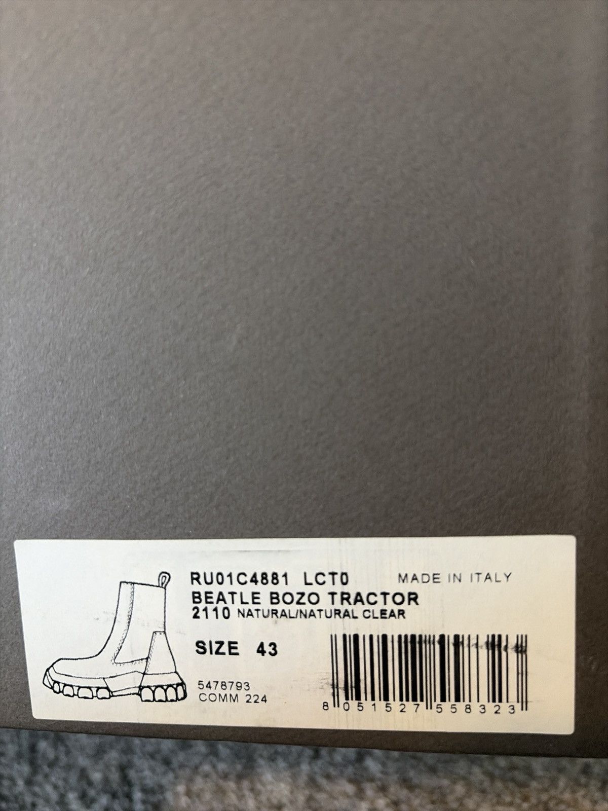 Rick Owens RICK OWENS BEATLE BOZO TRACTOR BOOTS RU01C4881 LCTO Size US 10 / EU 43 - 11 Thumbnail
