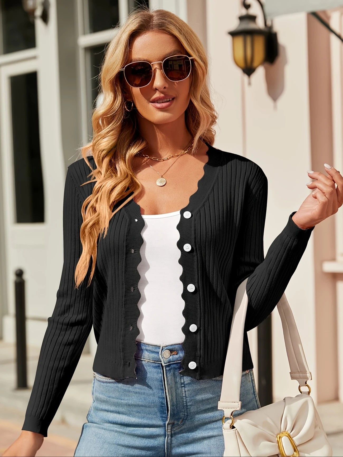 Other Women's Long Sleeve Black Cardigan Sweater Button Top -Small Size S / US 4 / IT 40 - 4 Thumbnail
