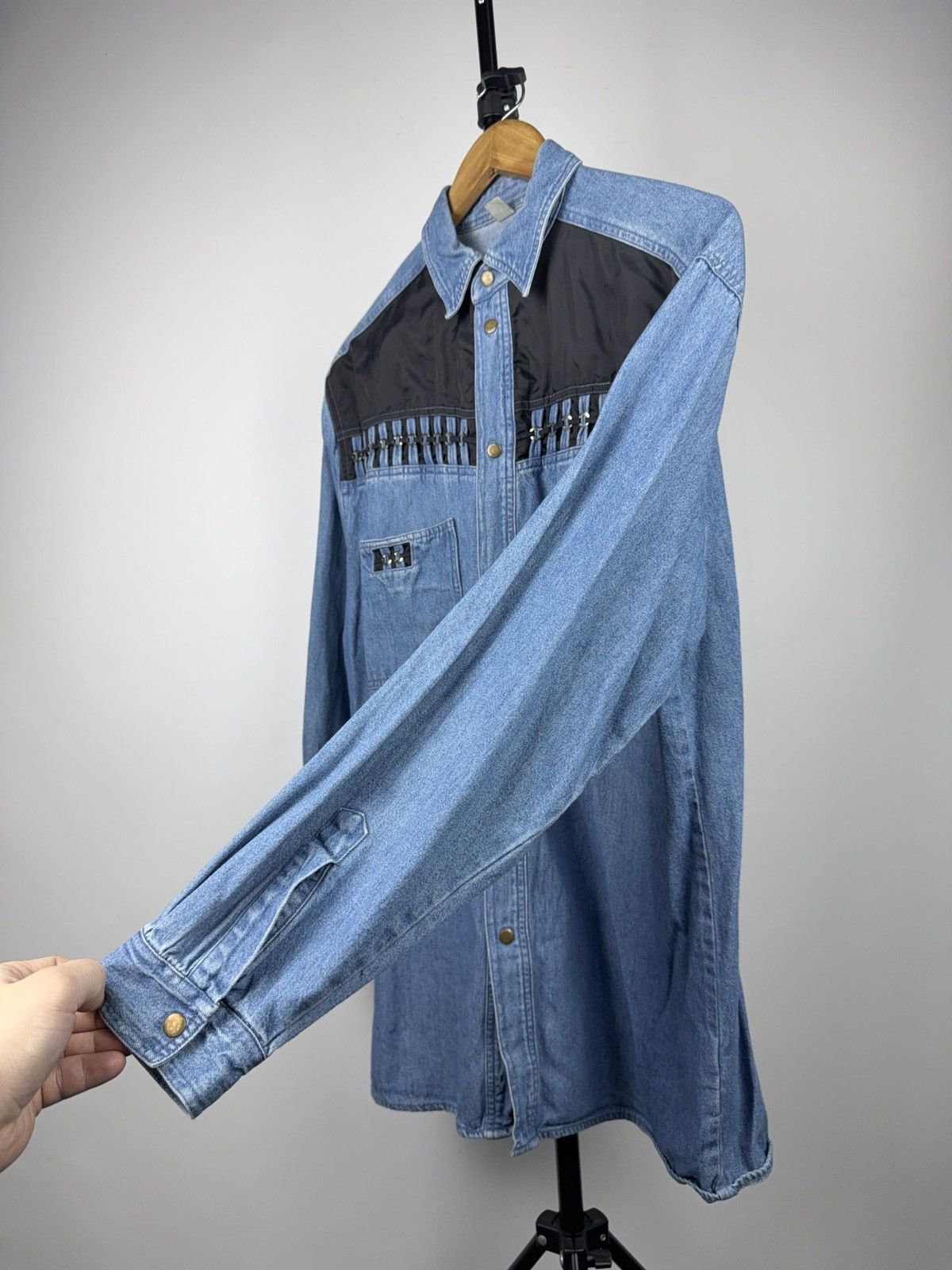 Vintage 90s Vintage Jacques Lorant Denim Cowboy Western Chain Shirt Size US XL / EU 56 / 4 - 10 Thumbnail