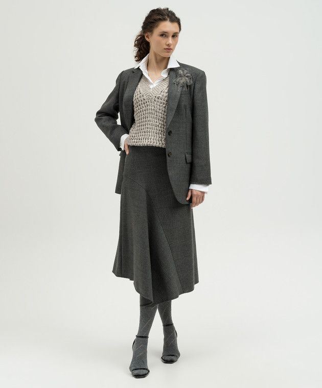 Brunello Cucinelli o1y0725 Blazer in Dark Gray Size XS / US 0-2 / IT 36-38 - 5 Thumbnail