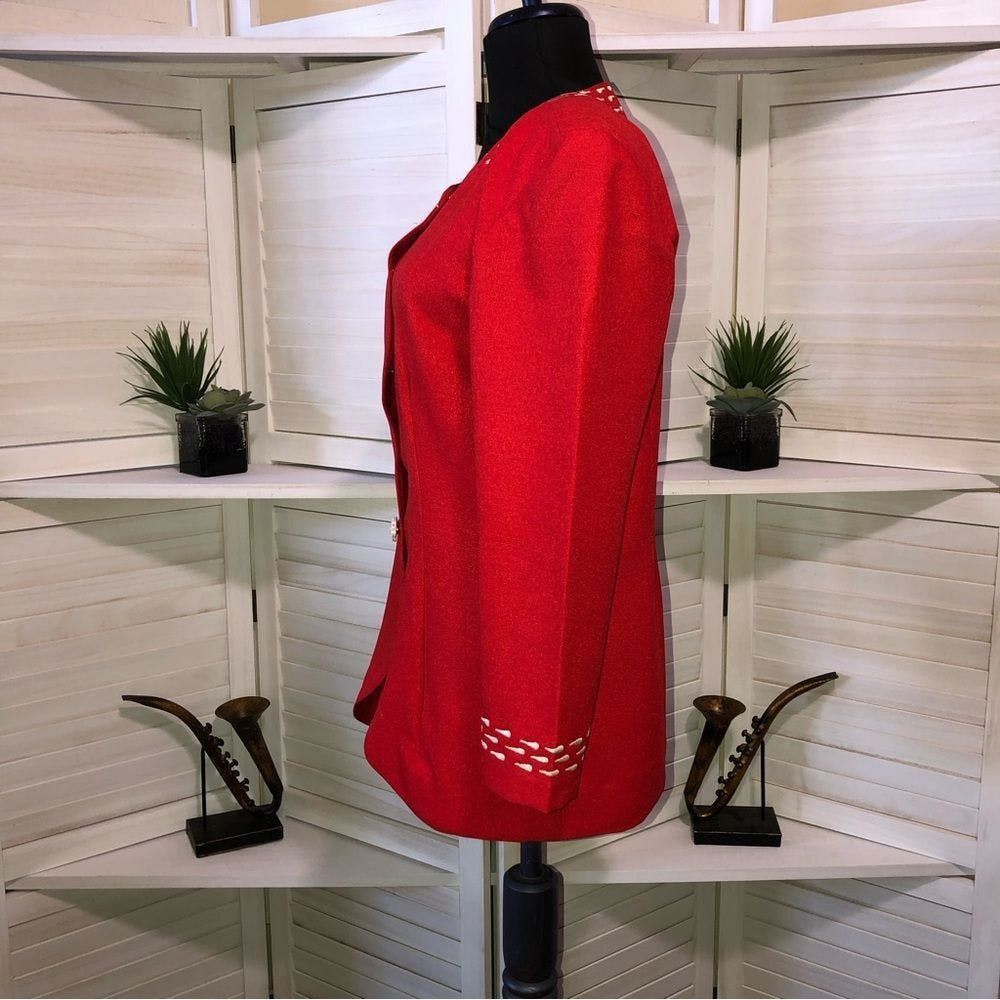Vintage JoAnn vintage 70s 80s red embroidered blazer sz L Size L / US 10 / IT 46 - 6 Thumbnail