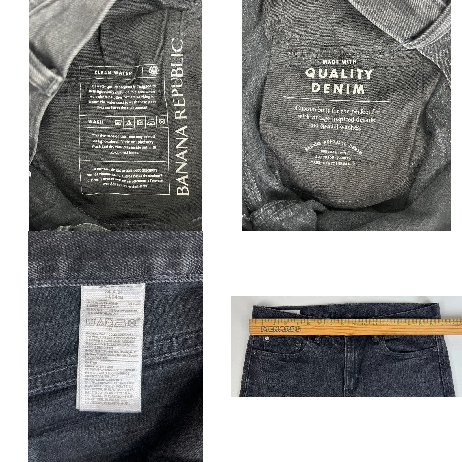 Banana Republic Banana Republic Men's Skinny Jeans Black 34W 34L Jeans Slim Stretch Dark Cotton Blend Denim Shirt? Size US 34 / EU 50 - 8 Thumbnail