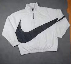 Image of Vintage Nike Swoosh Logo Windbreaker in Blanc, Men's (Size XL)