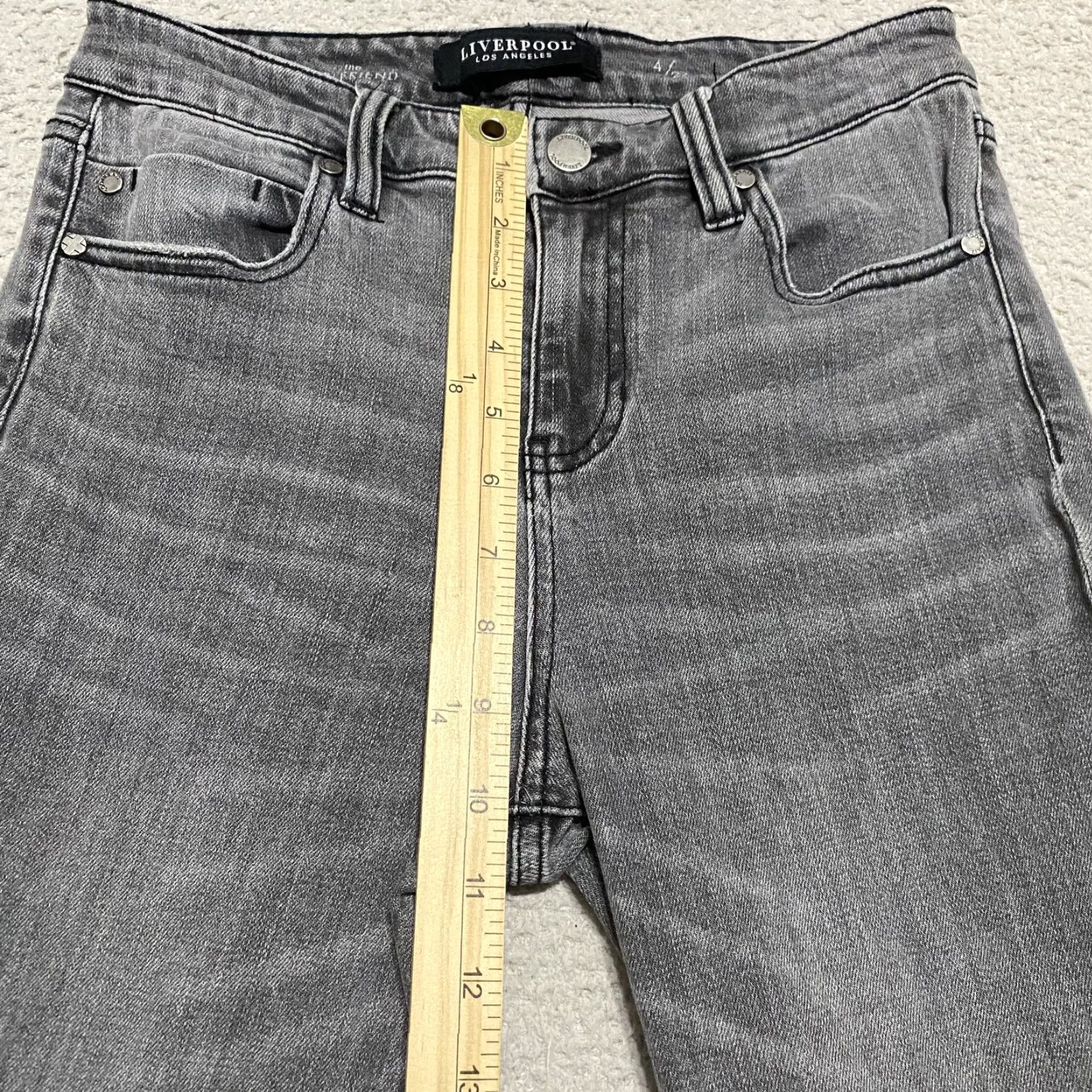 Denime Liverpool Jeans Womens 4 Gray Distressed Stretch Mid Rise Ankle Denim Shirt? Size 27" / US 4 / IT 40 - 7 Thumbnail