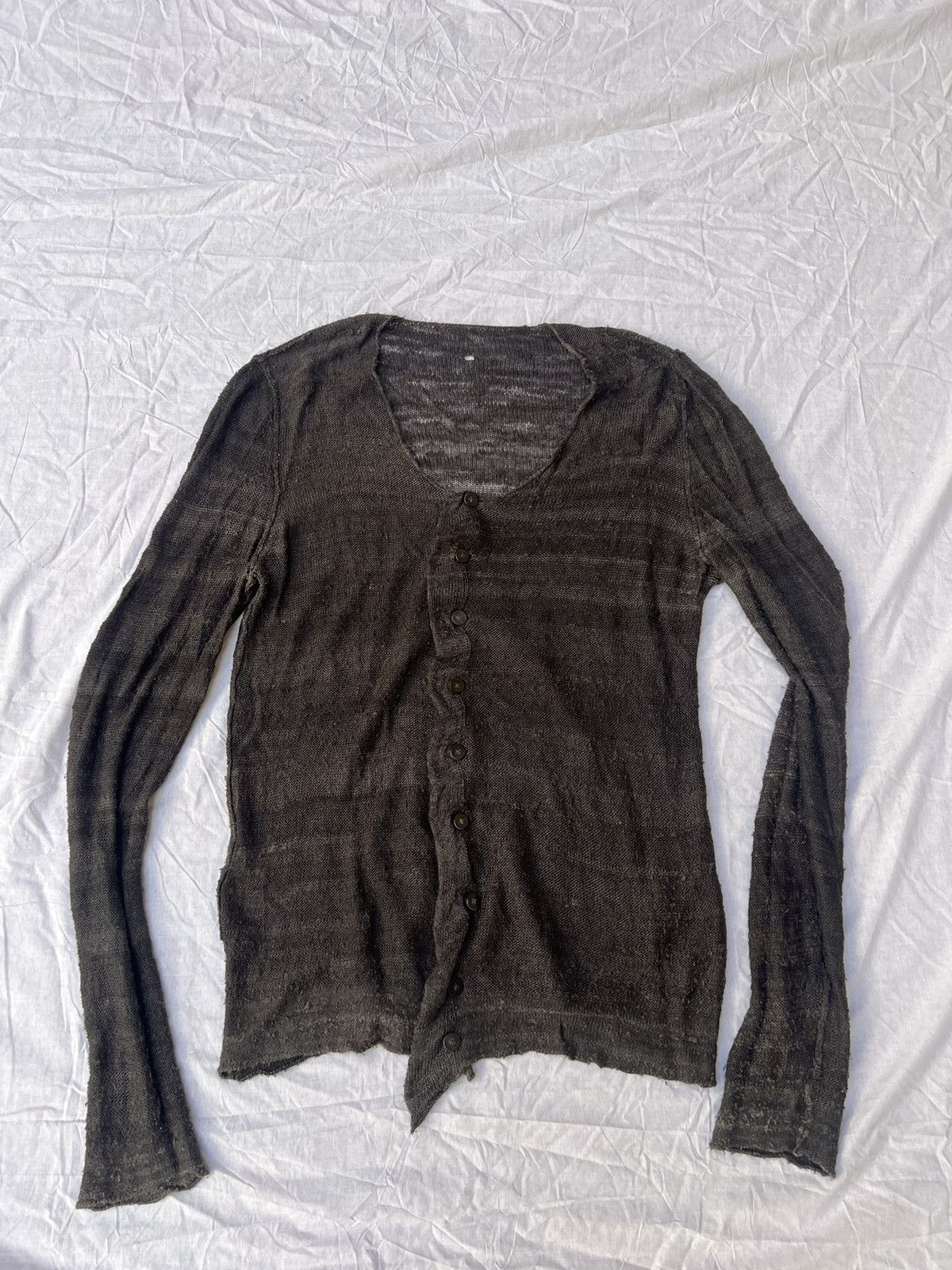 image of Label Under Construction Silk Tussah Cardigan in Grey, Men's (Size Large)