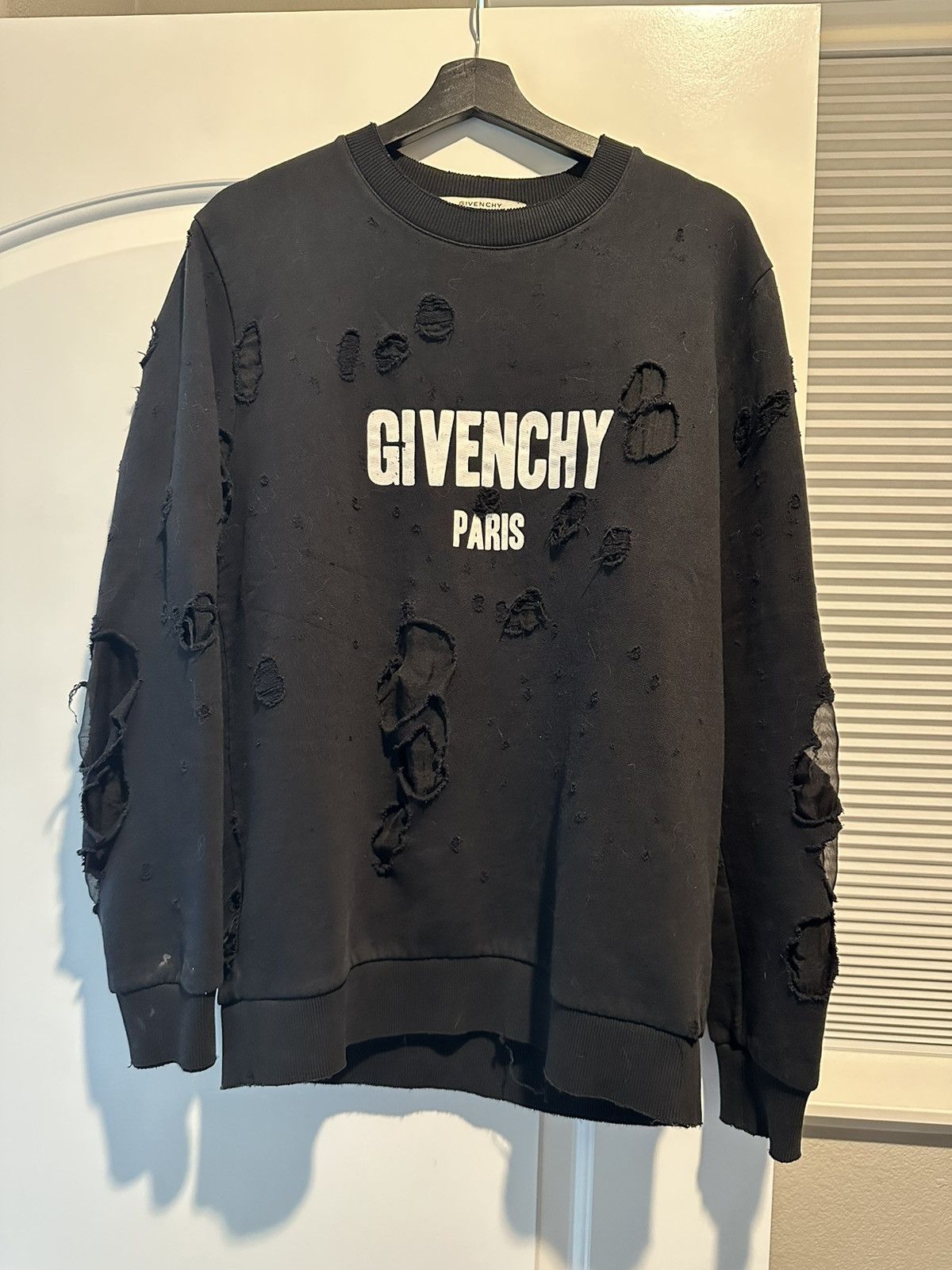 Image of Givenchy Destroyed Sweater Size S in Black, Men's