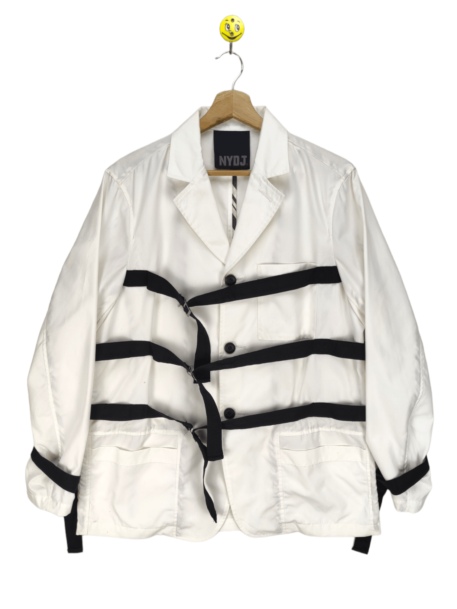 image of Avant Garde Stealsjacket Coat Straps Design By Nyjd in White, Men's (Size Medium)