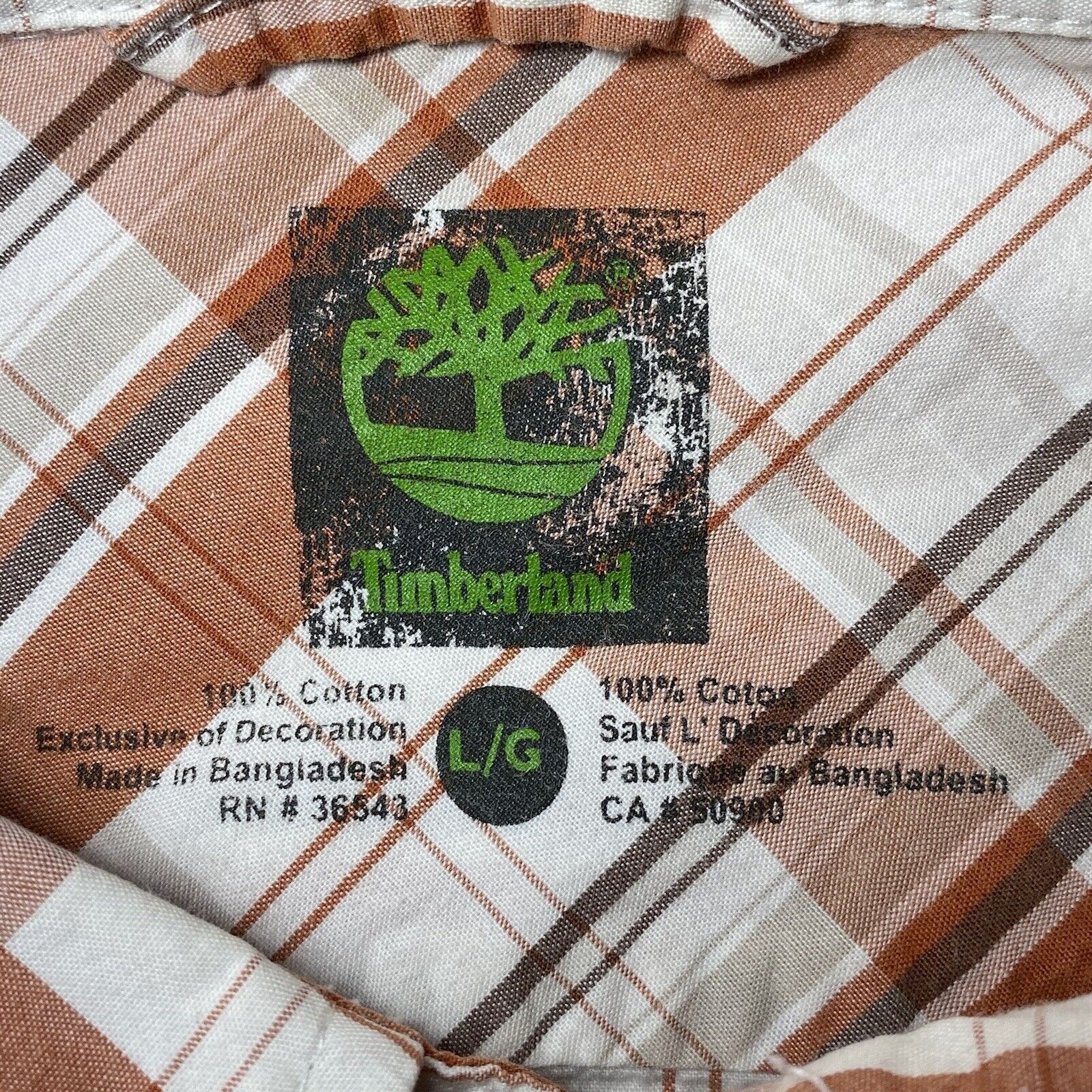 Timberland Timberland Large Orange White Plaid Button Front Shirt Size US L / EU 52-54 / 3 - 3 Thumbnail