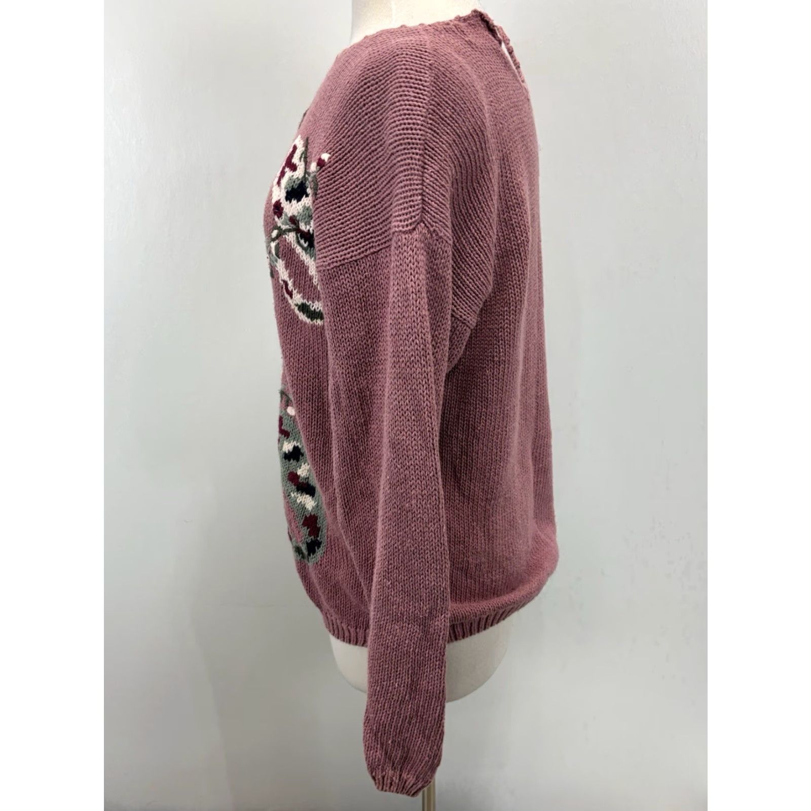 Vintage VINTAGE Shenanigans Tunic Sweater Women’s M Mauve Paisley 90s Knit Ramie Cotton Long Sleeve Size M / US 6-8 / IT 42-44 - 2 Thumbnail