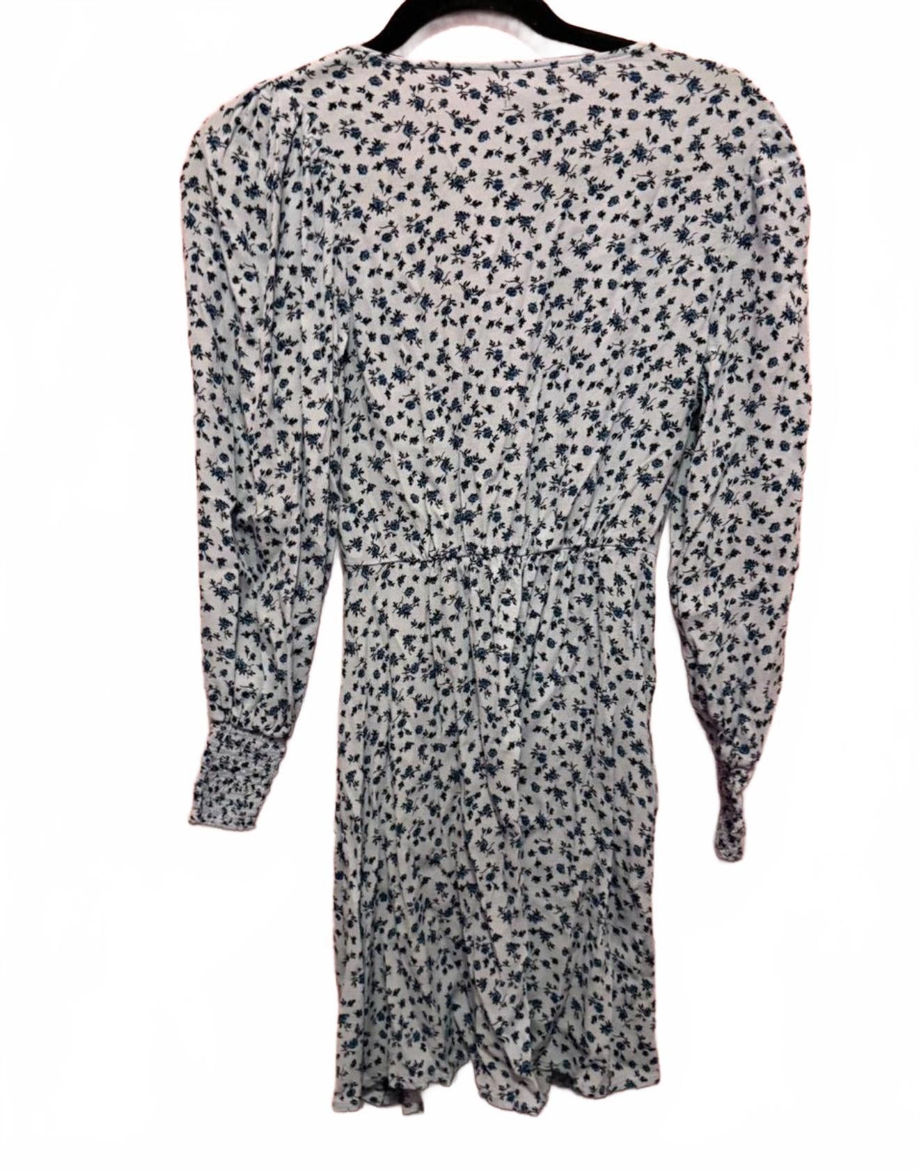 Designer Blue Floral Print Wrap Dress Size S / US 4 / IT 40 - 2 Thumbnail