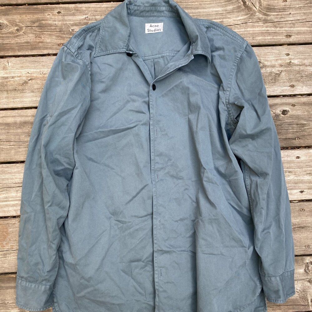 Acne Studios Acne Studios Oversized Cotton Overshirt Jacket Teal Blue Si Size US XL / EU 56 / 4 - 5 Thumbnail