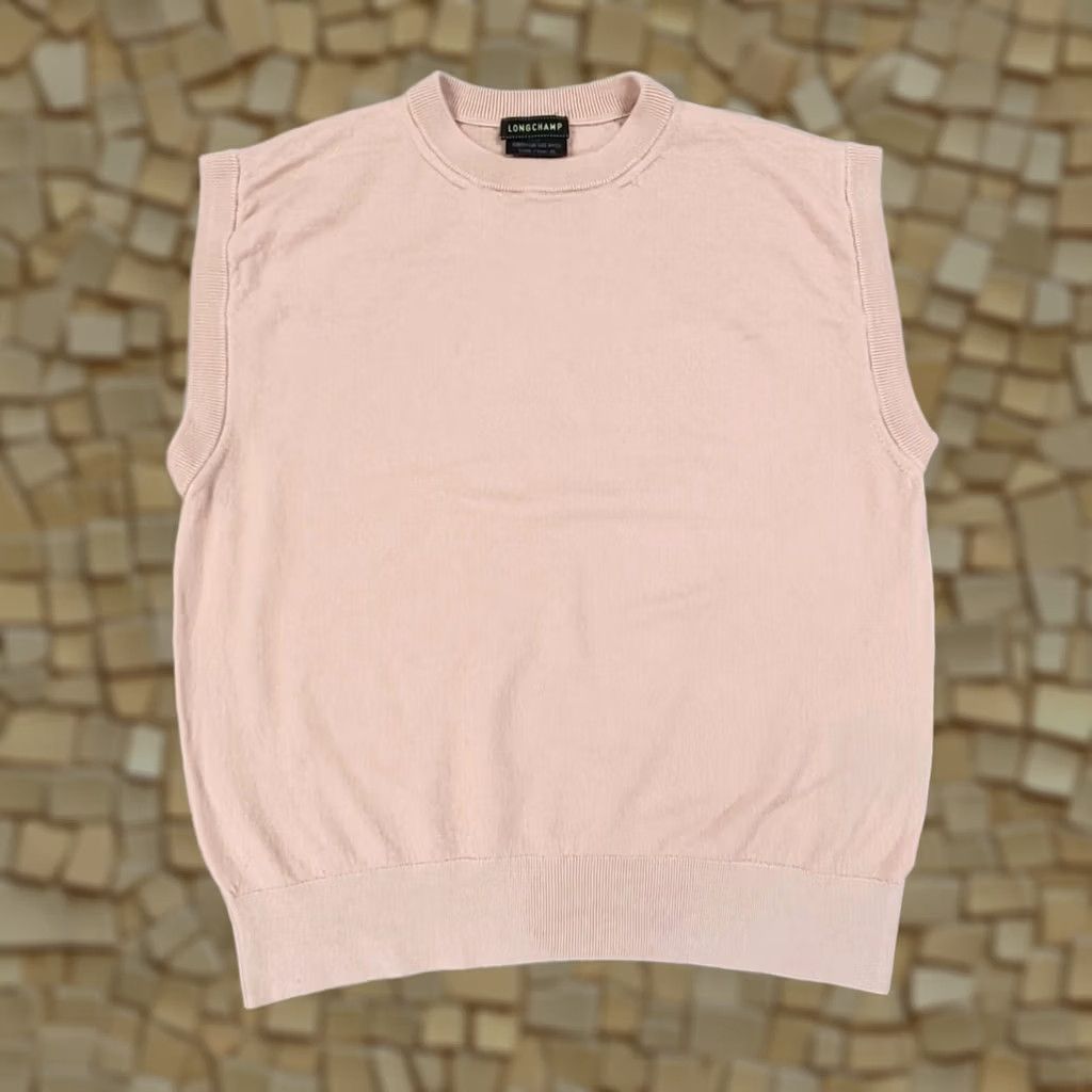 Longchamp VINTAGE Longchamp Womens Vest Pink XS Sleeveless Knit Merino Wool Pullover Size XS / US 0-2 / IT 36-38 - 1 Thumbnail