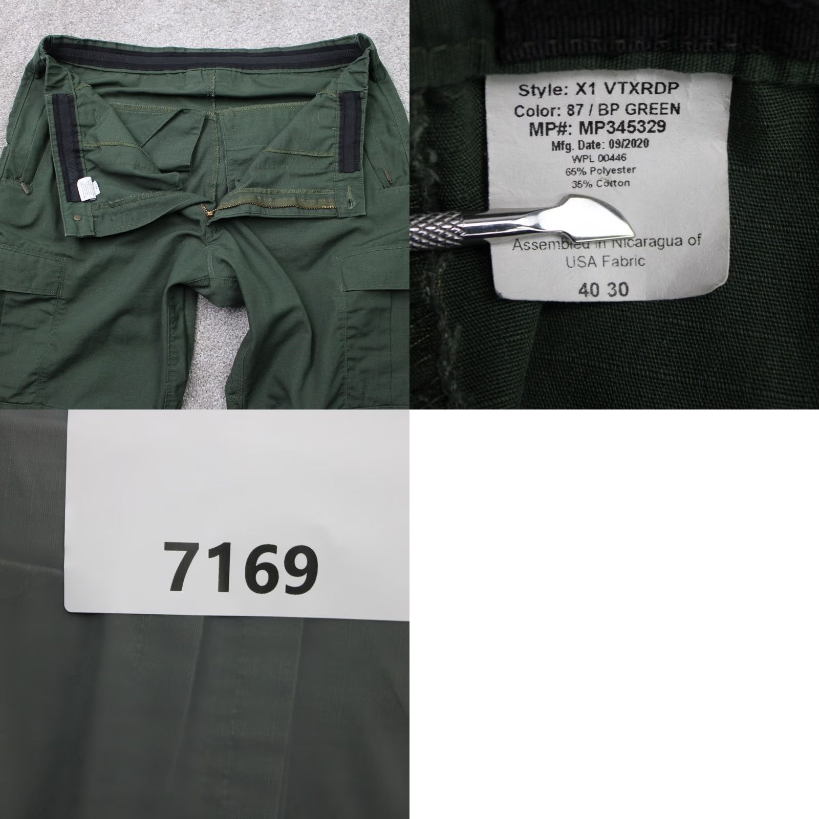 Vintage Vertx Pants Mens 40x30 Green Cargo Pocket Polyester/Cotton Utility Straight Leg, Regular Fit, Cargo Style, Army Logo, Work Travel Casual Size US 40 / EU 56 - 8 Thumbnail