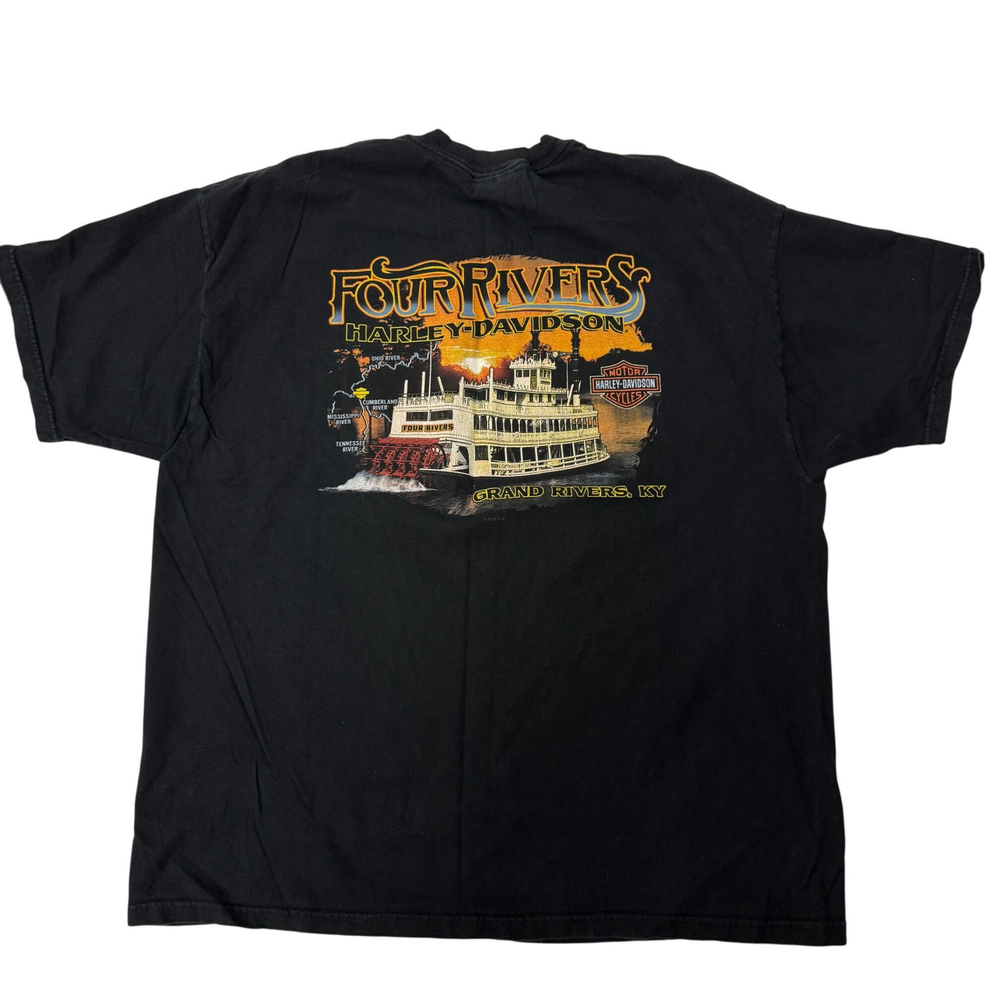 Harley Davidson H-D Motorcycle FOUR RIVERS Paddle Wheel STEAMBOAT Ky T Shirt Size US XXL / EU 58 / 5 - 4 Thumbnail